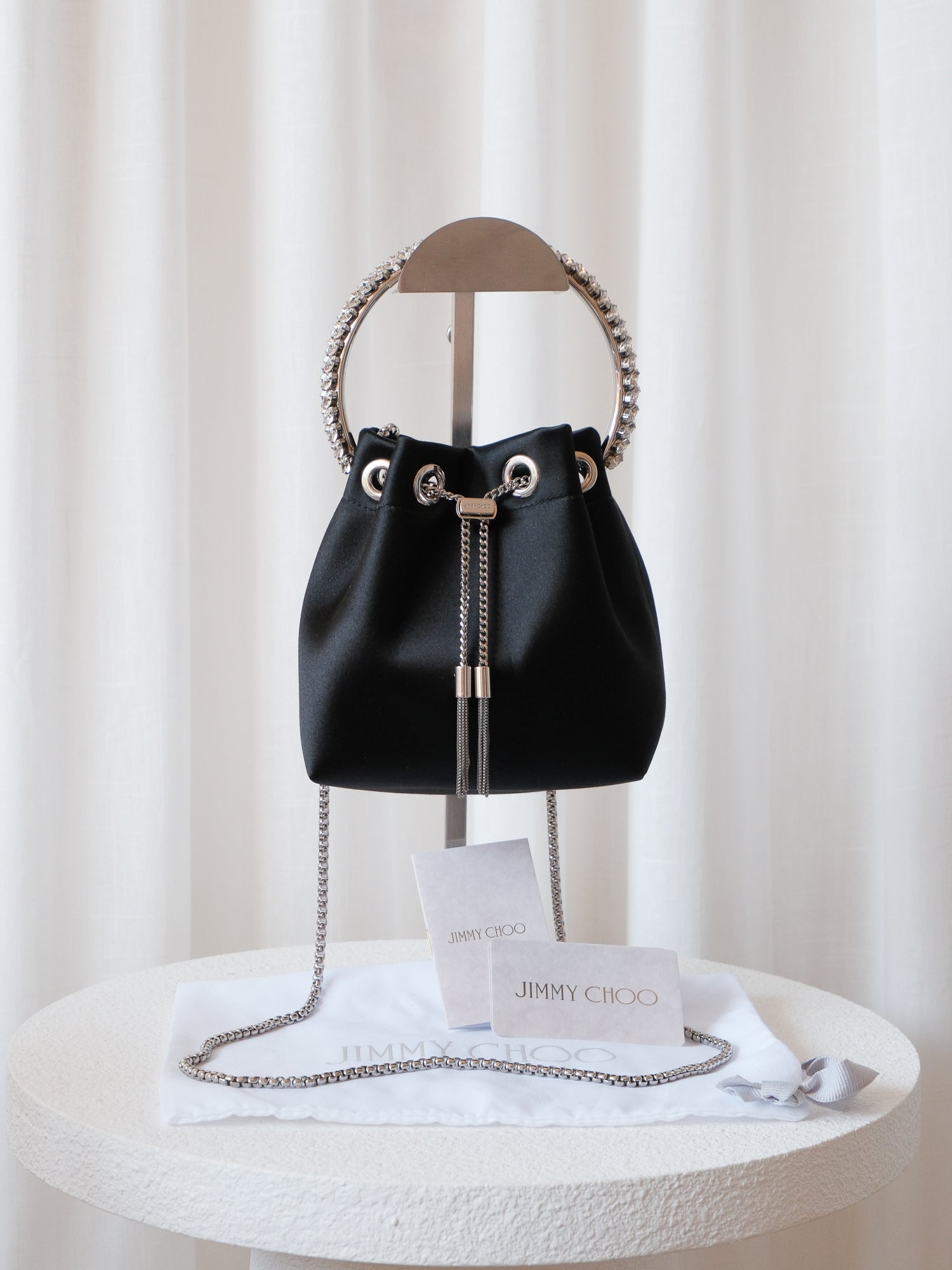 'Bon Bon' Satin Bag with Crystal Handle