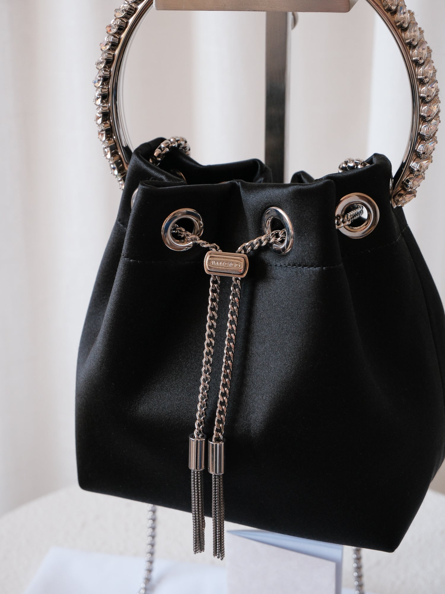 'Bon Bon' Satin Bag with Crystal Handle