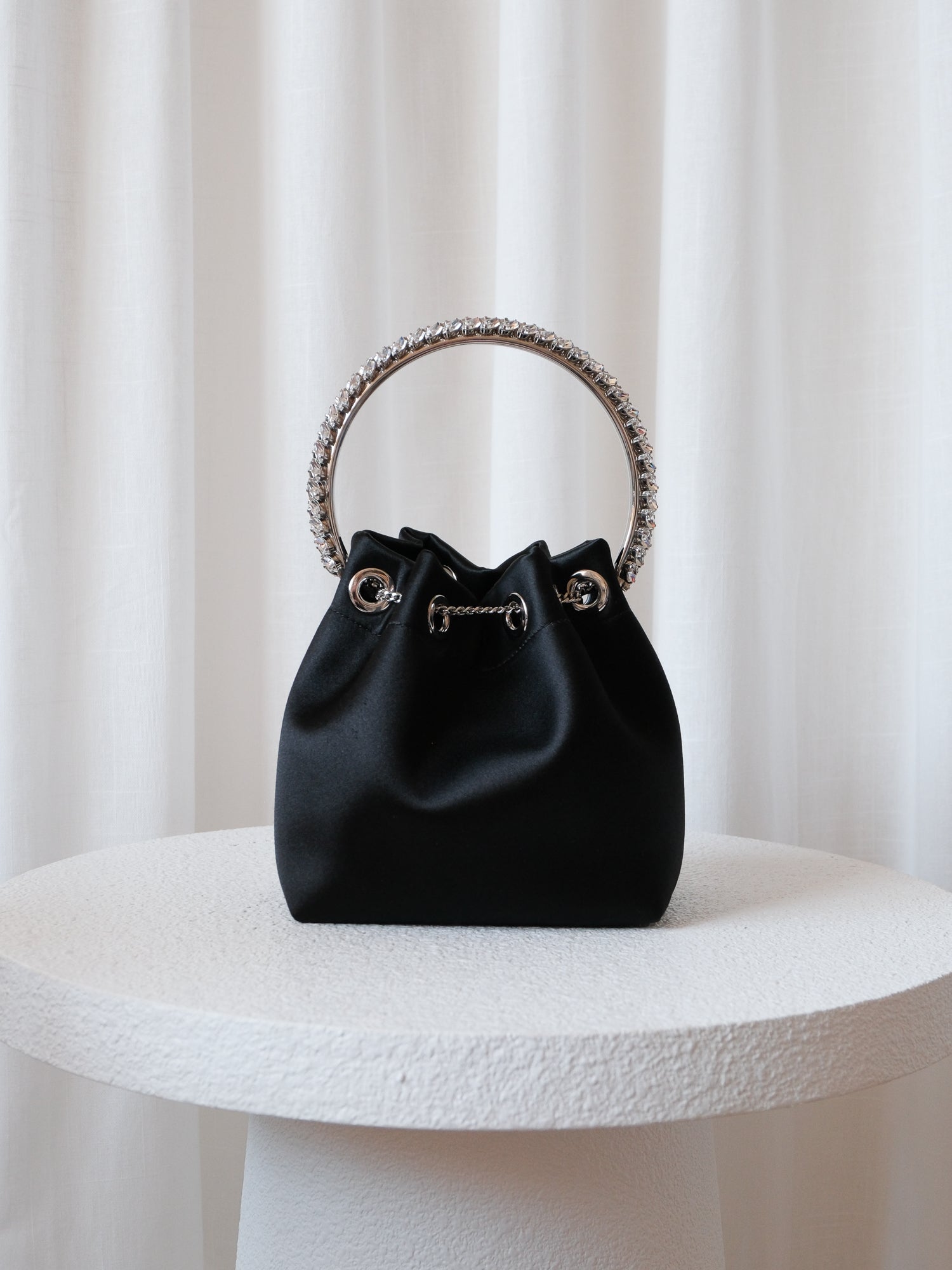 'Bon Bon' Satin Bag with Crystal Handle