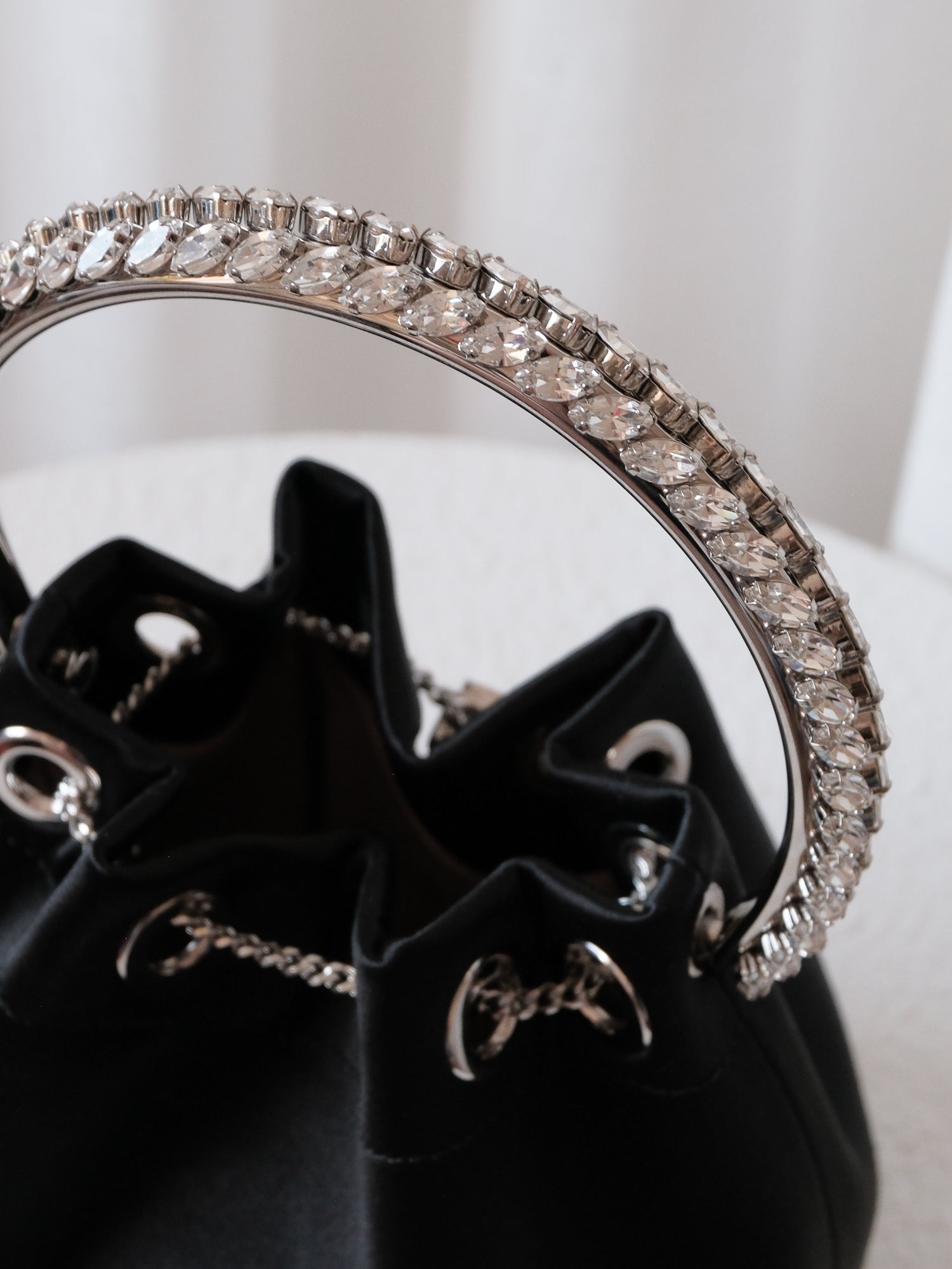 'Bon Bon' Satin Bag with Crystal Handle