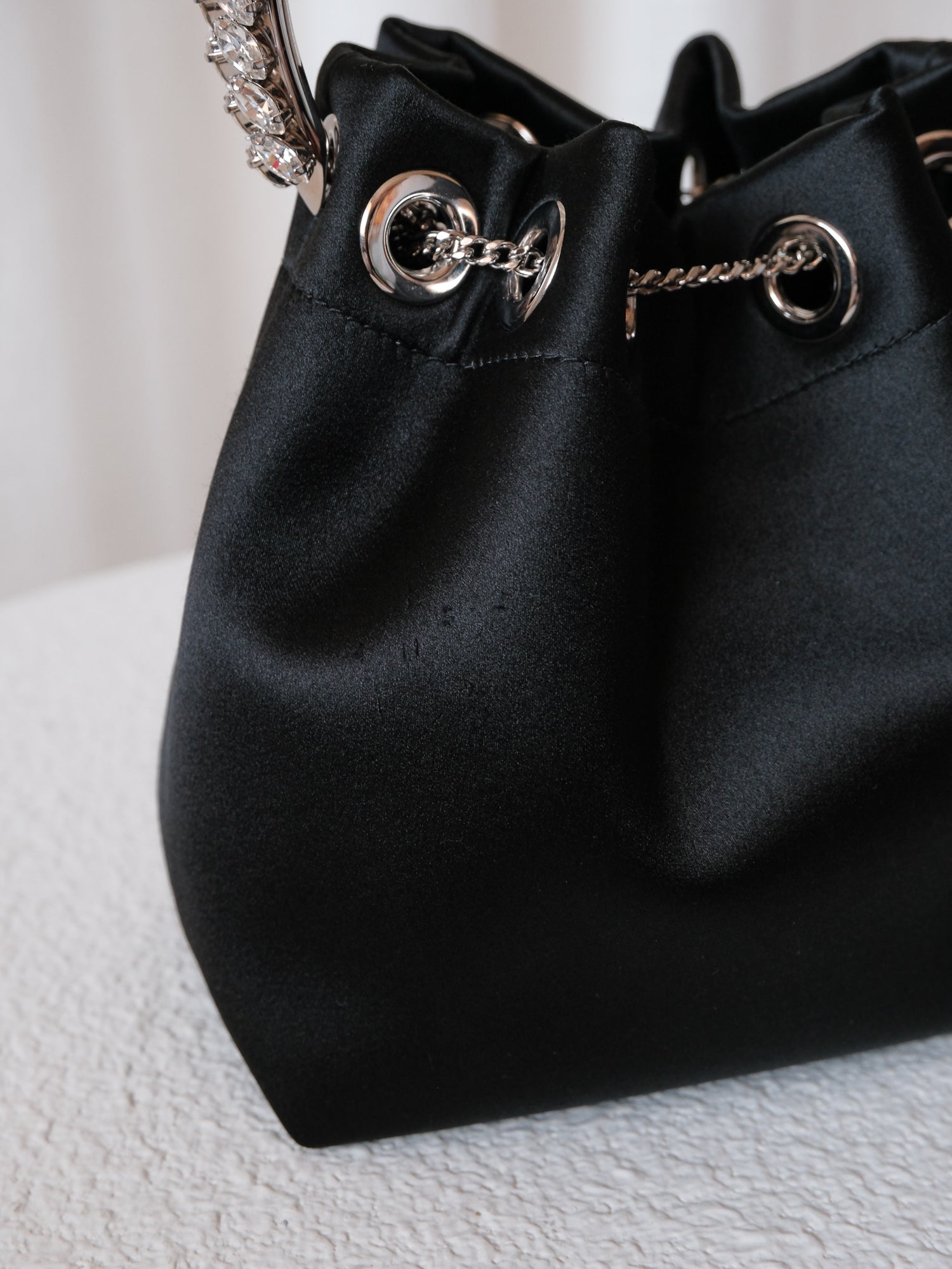 'Bon Bon' Satin Bag with Crystal Handle