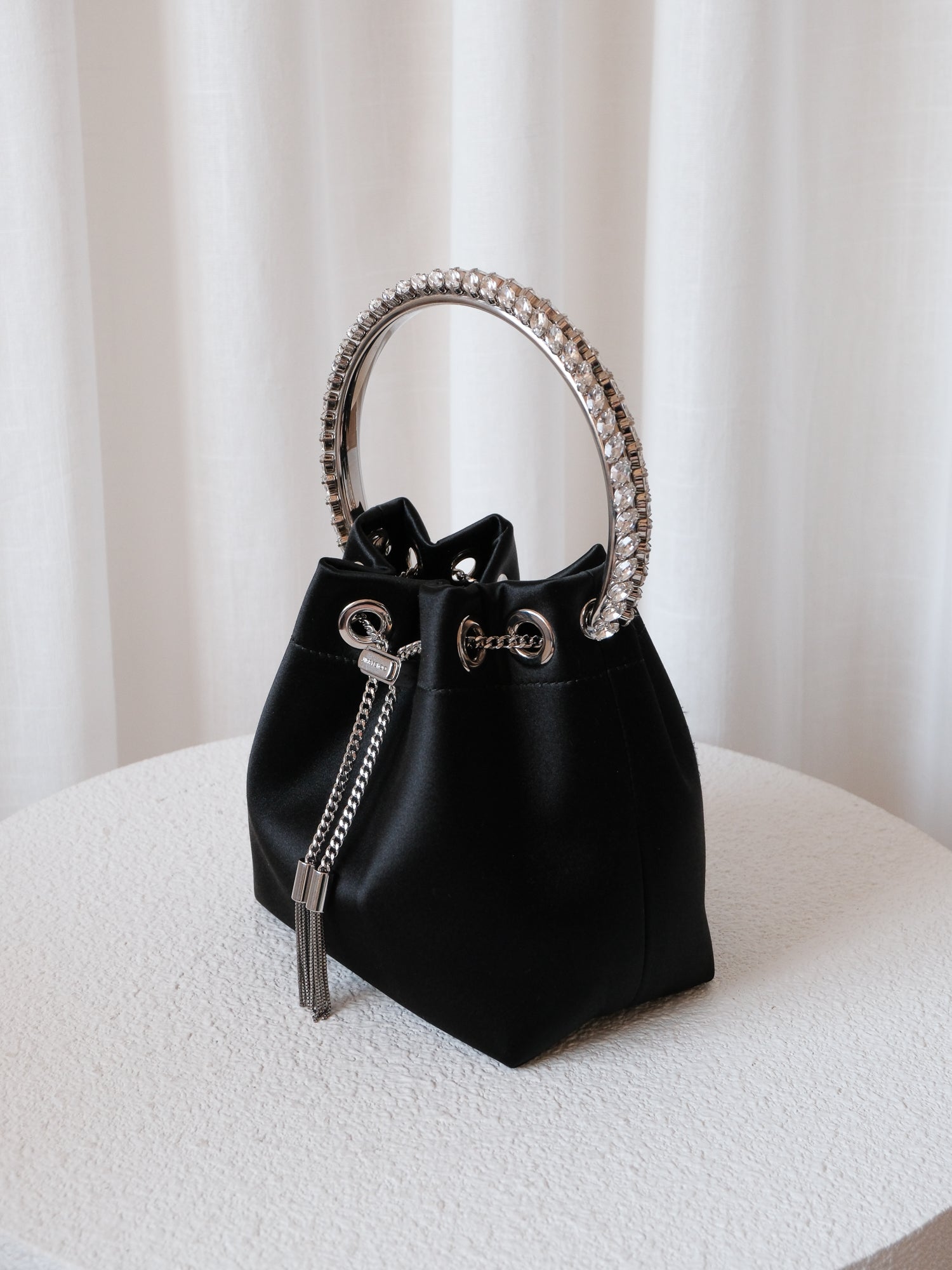 'Bon Bon' Satin Bag with Crystal Handle