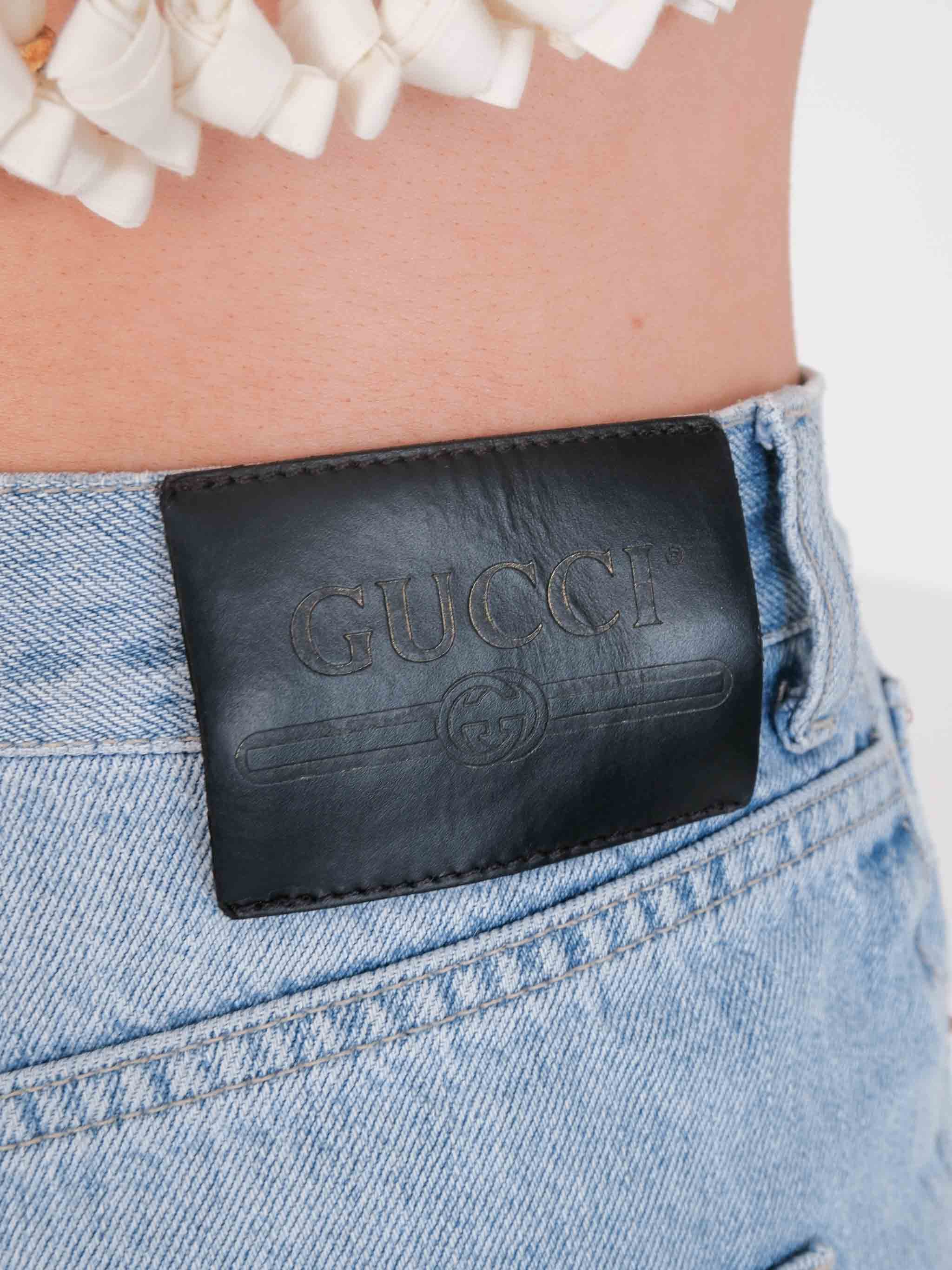 Cat-Embroidered Denim Shorts, Size 26