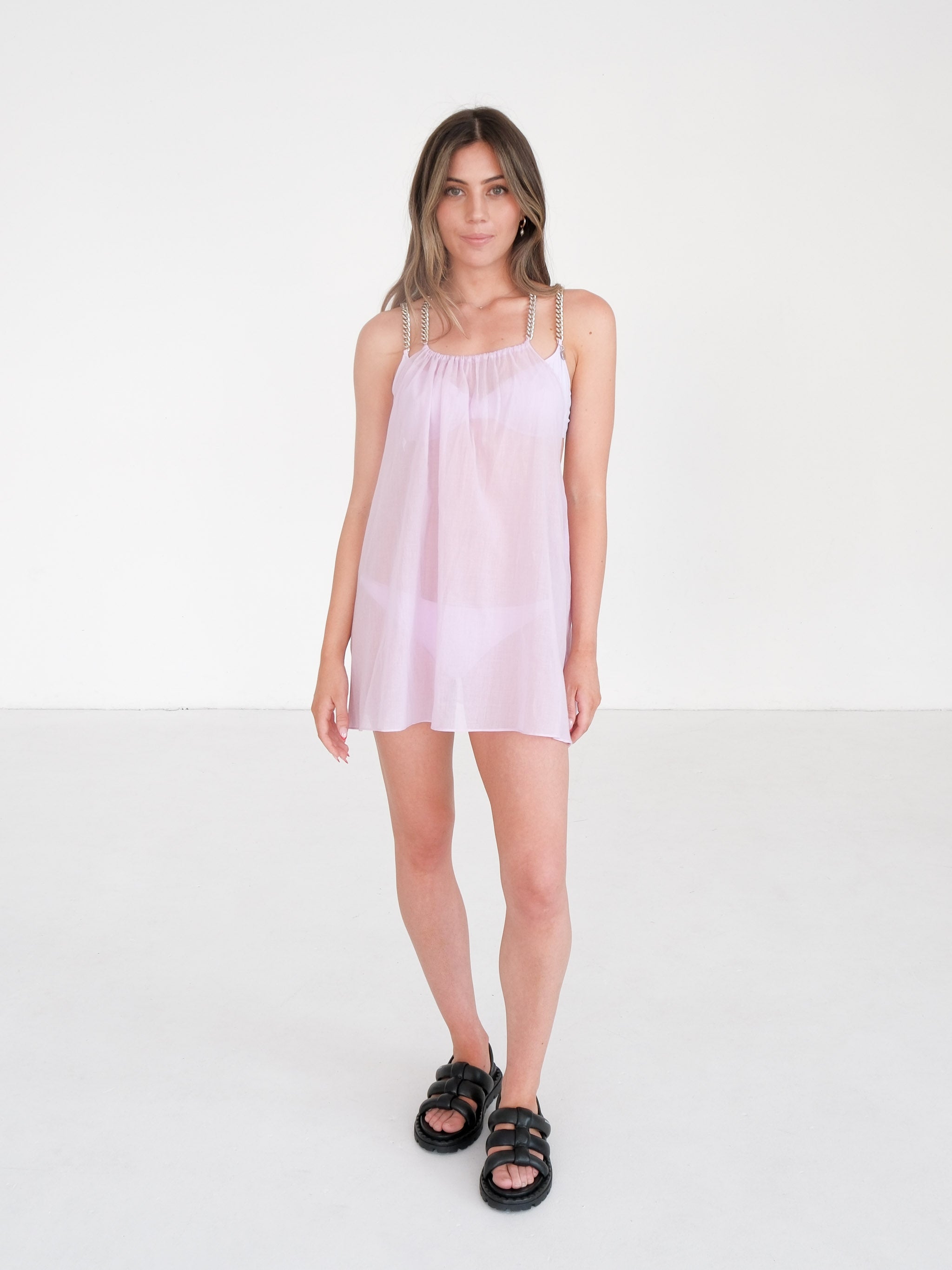 'Falabella' Cotton Halter Cover-up Mini Dress, Size S