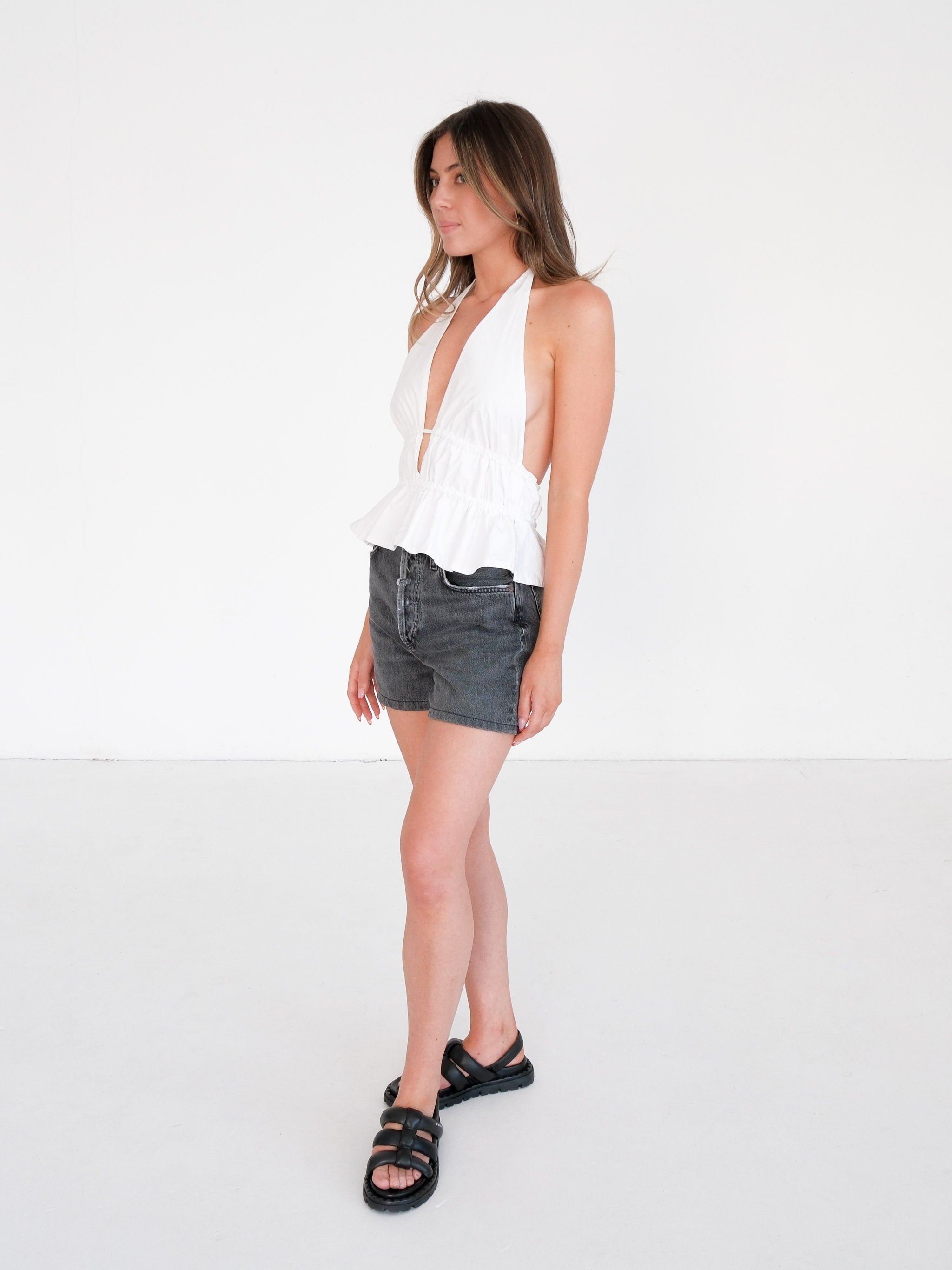 Cotton Poplin Halter Top, Size S