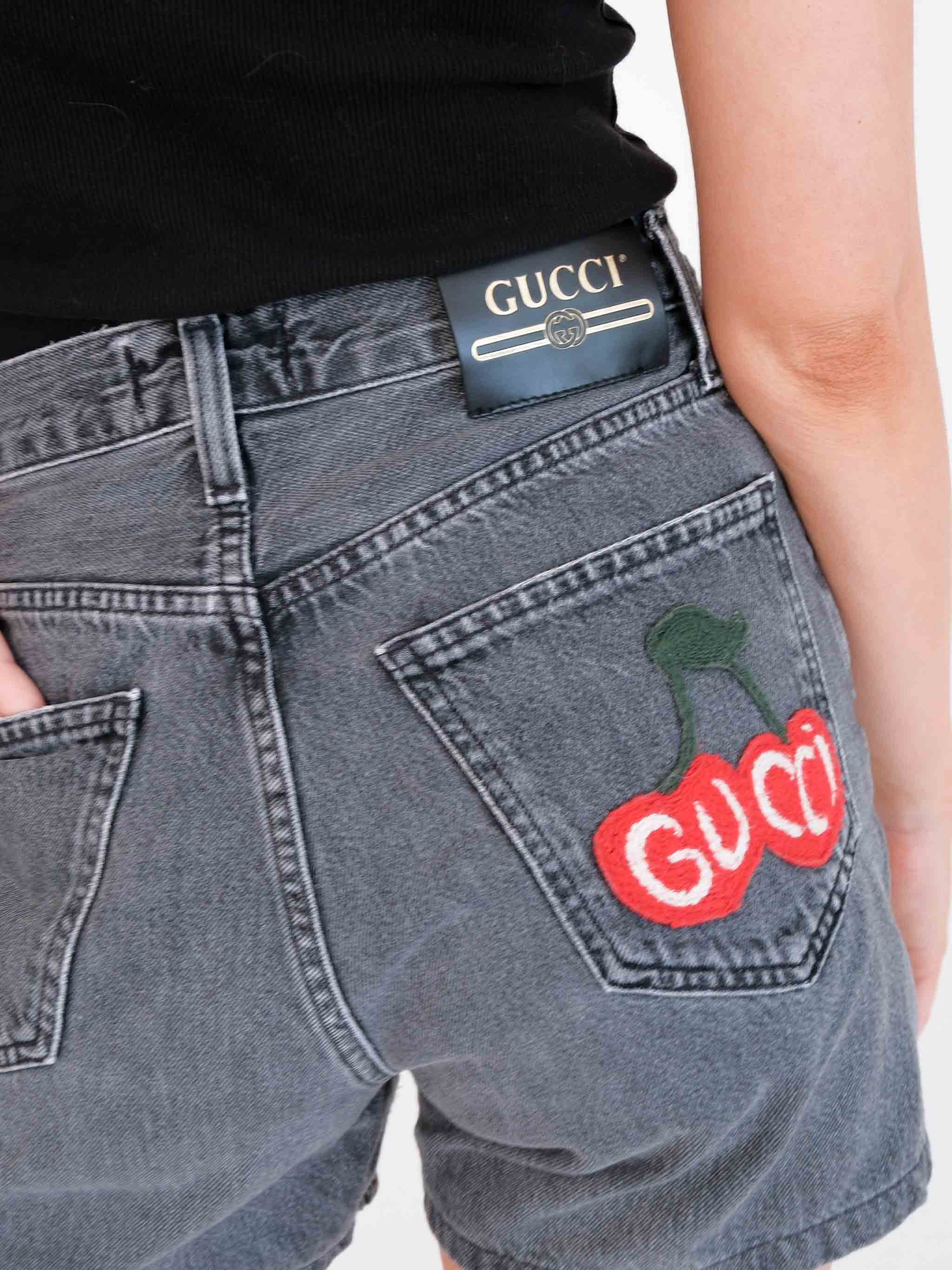 Upcycled Gucci Embellished Denim Shorts