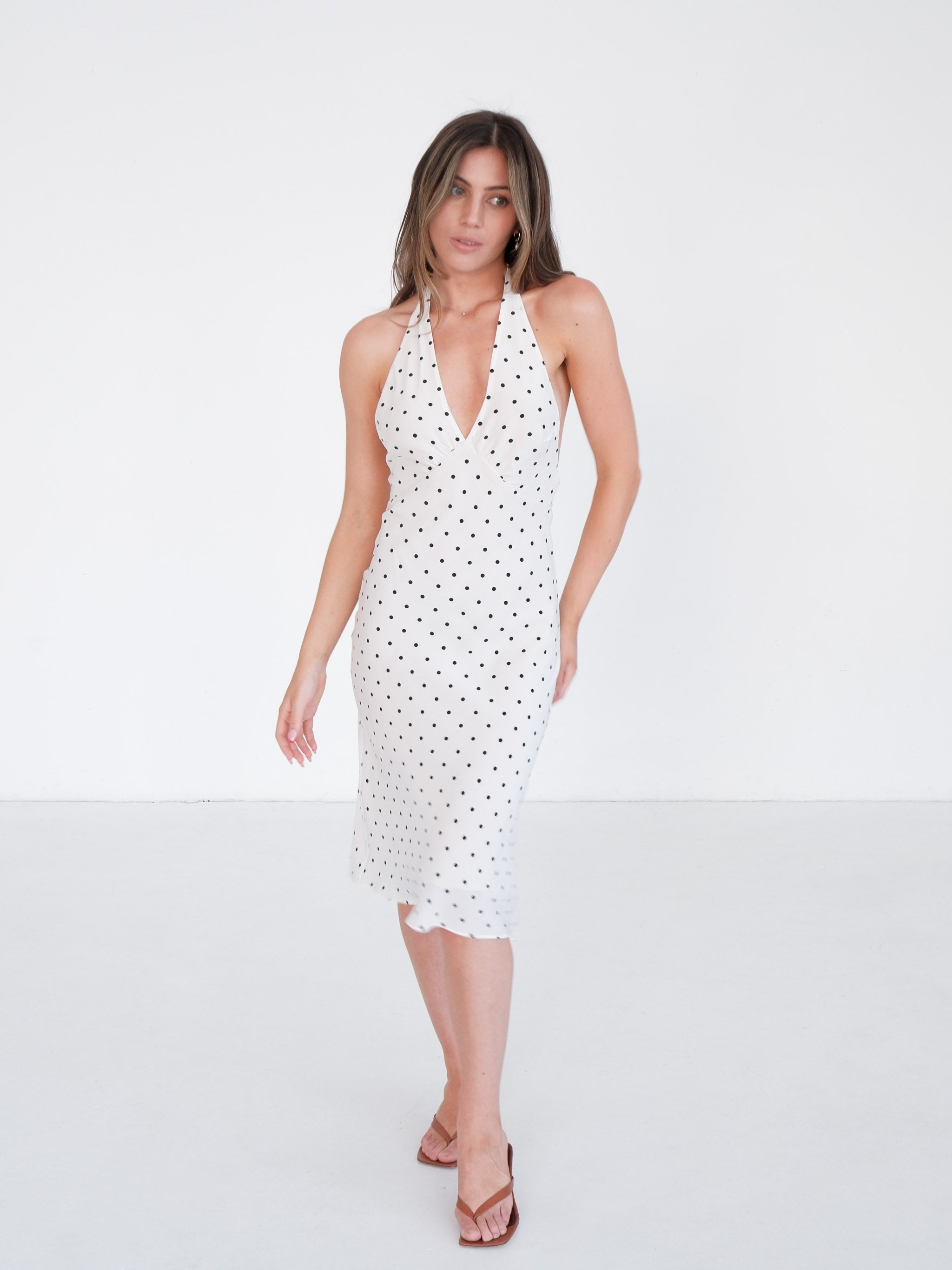 'Sadie' Petite Spot Midi Dress, Size S