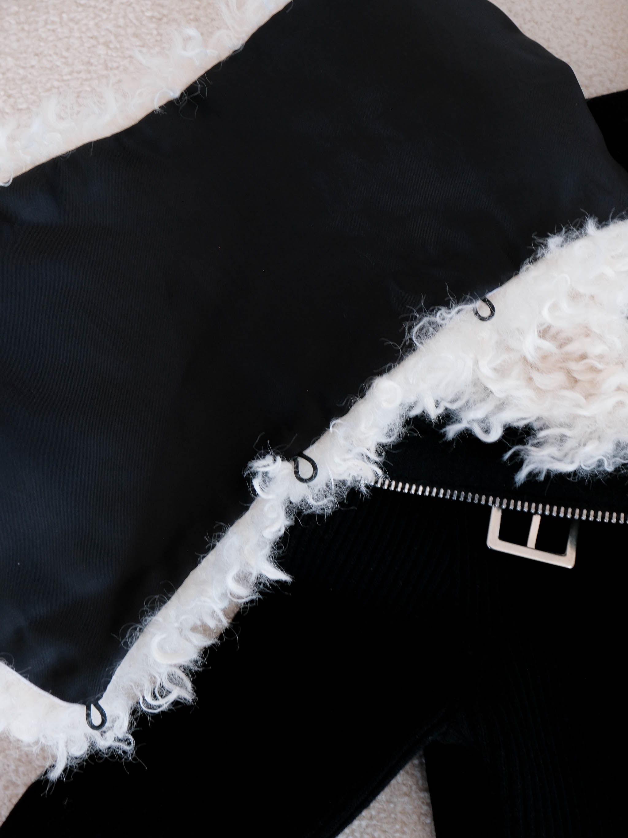 Faux-Fur Collar Mini Dress, Size S