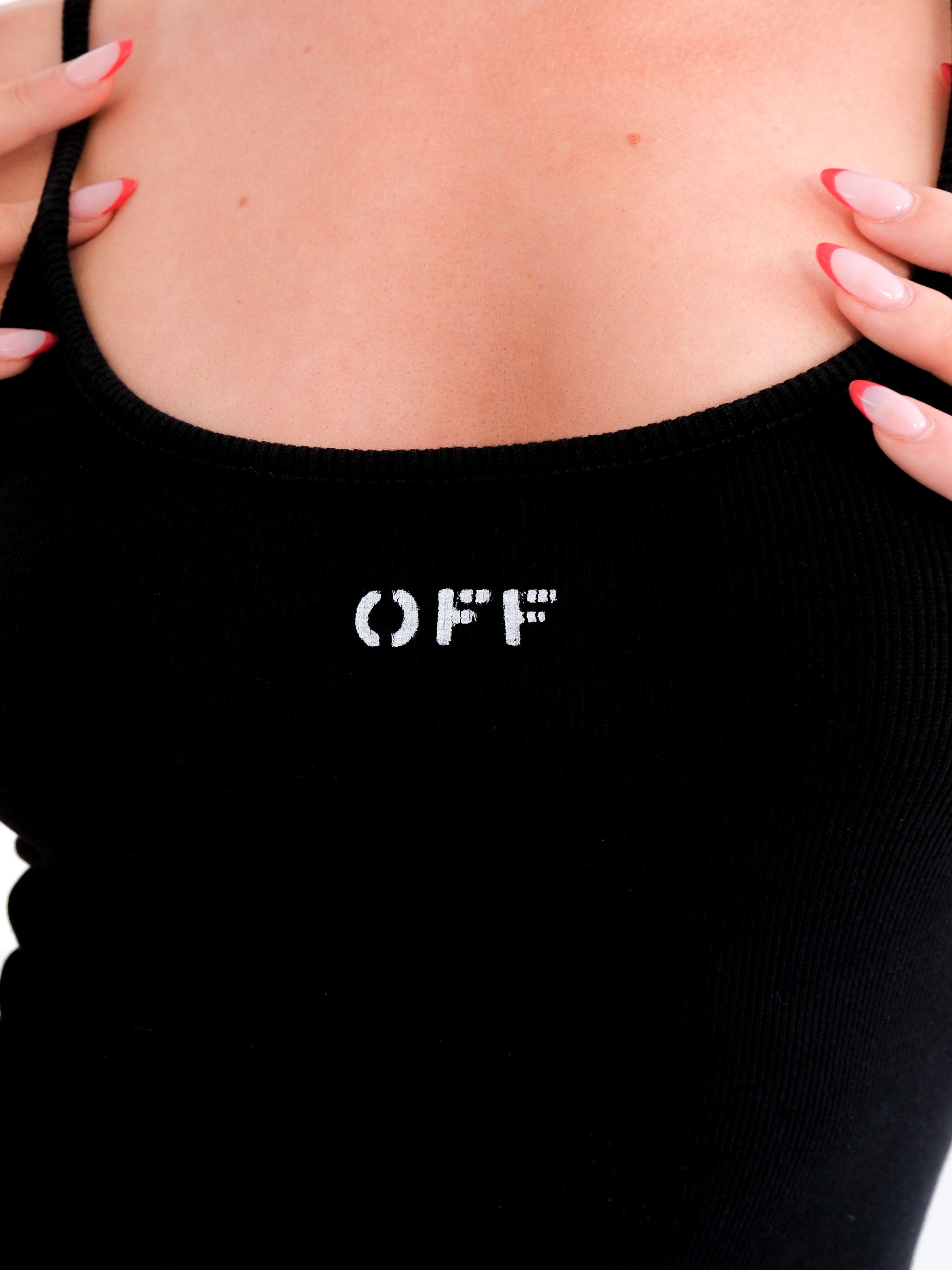 'OFF' Stamp Rib Basic Tank Mini Dress, Size XS/S