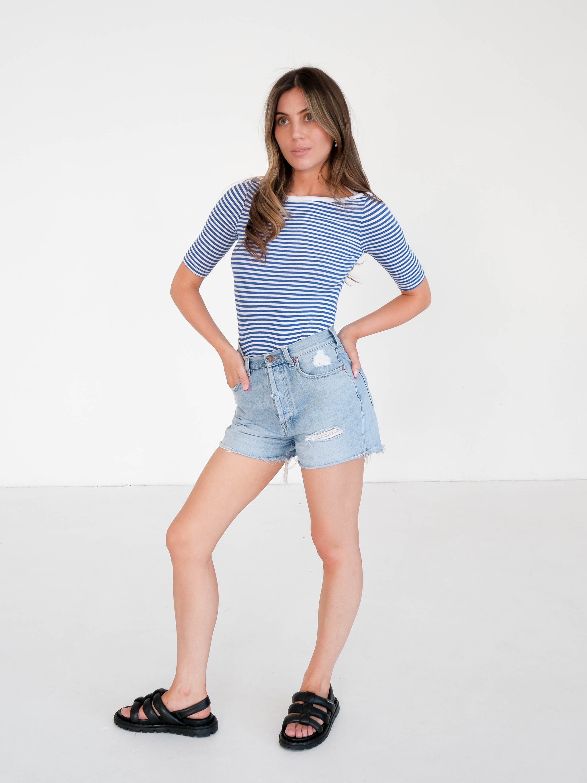 'Connie' Boat Neck T-Shirt, Size XS