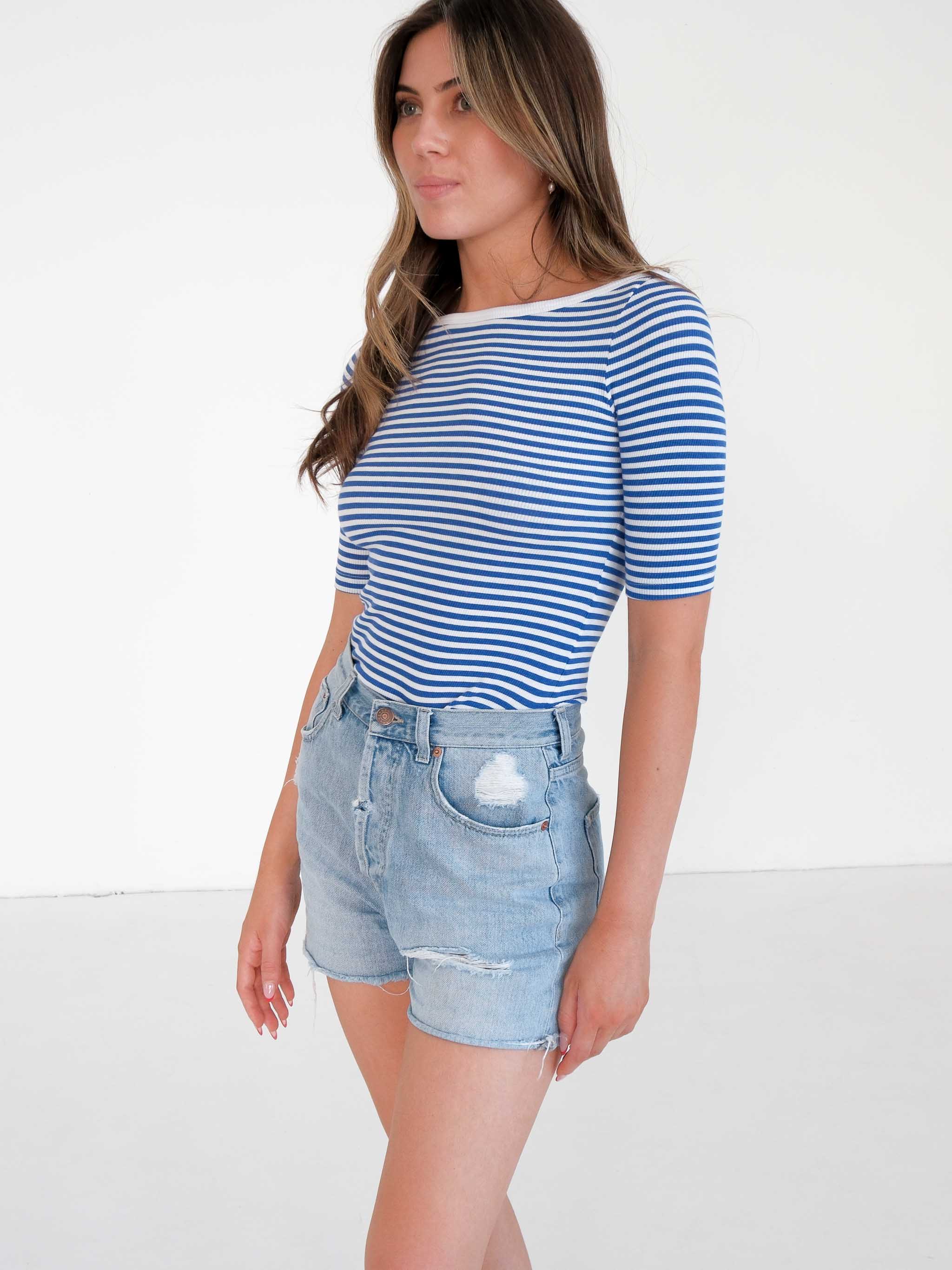 'Connie' Boat Neck T-Shirt, Size XS