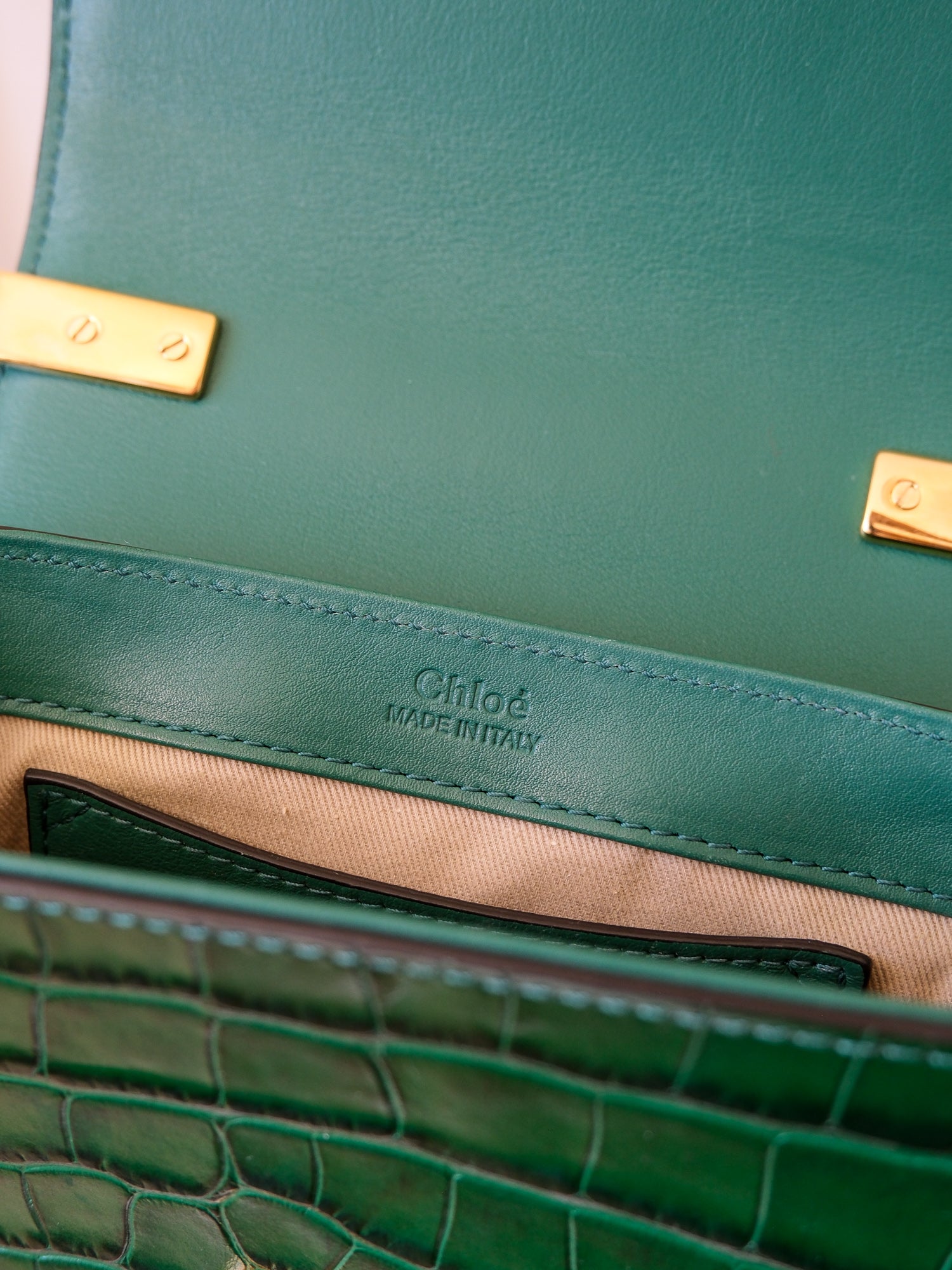 'Mini C' Croc-Embossed Leather Crossbody Bag