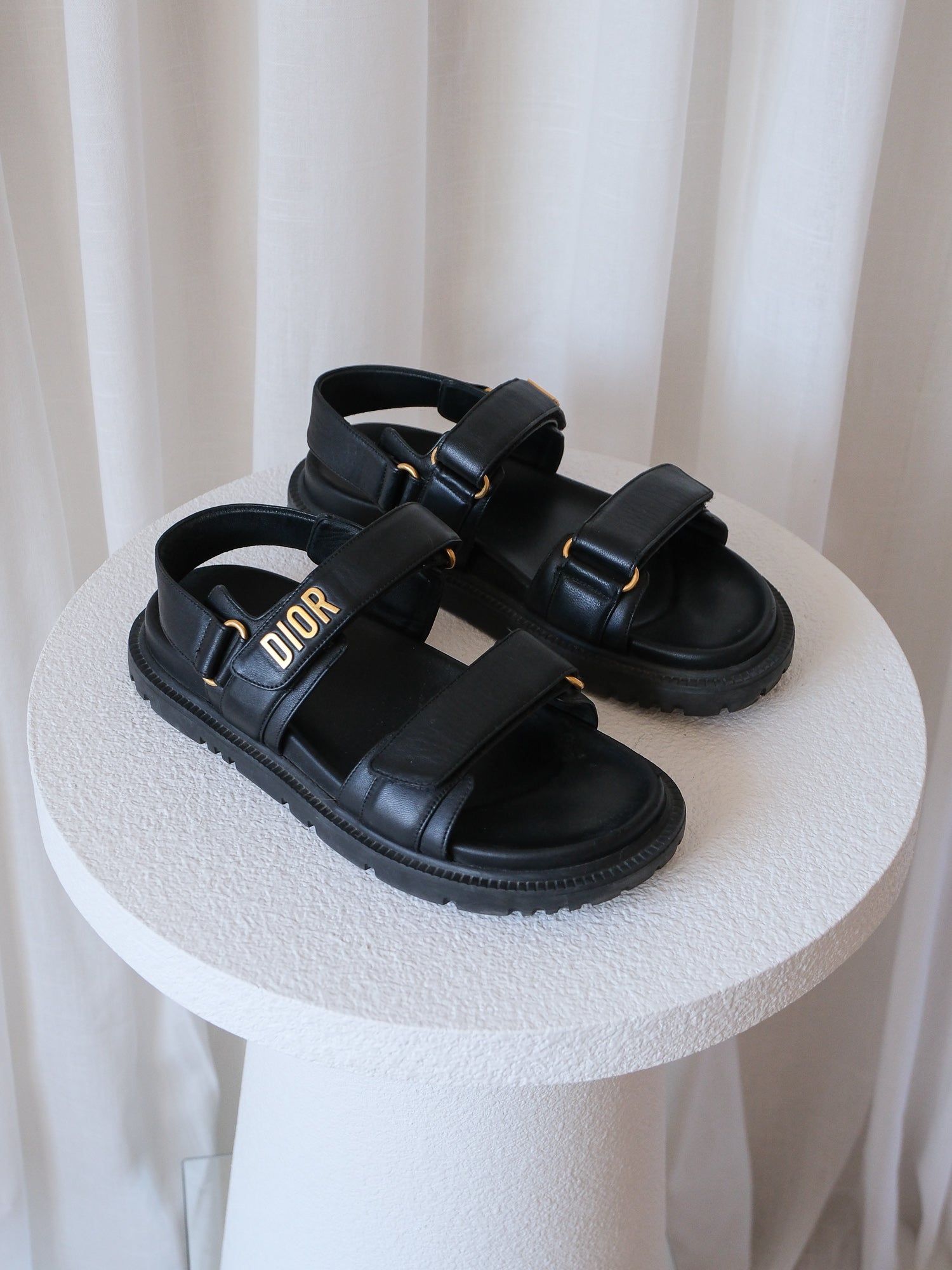'Dioract' Lambskin Leather Sandals, Size 38