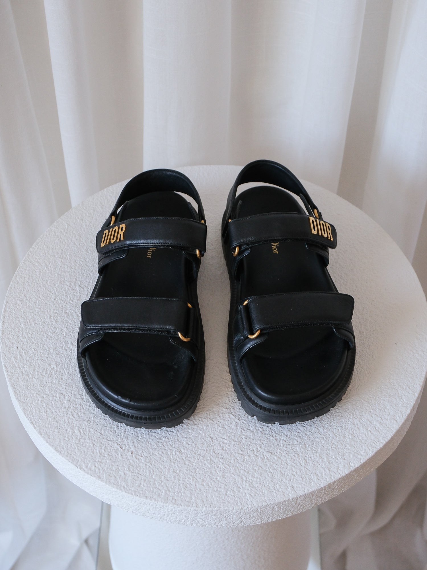 'Dioract' Lambskin Leather Sandals, Size 38