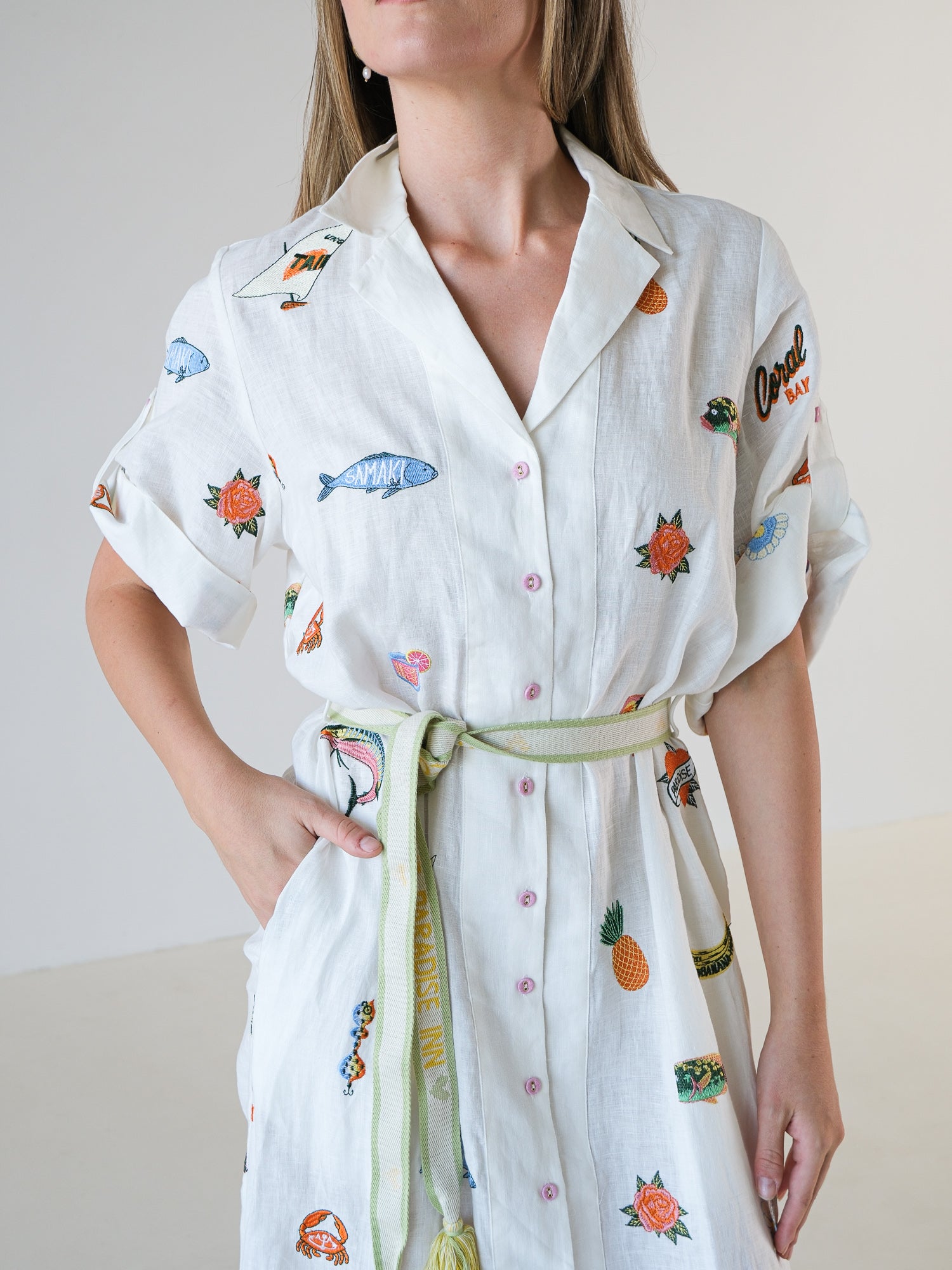 'Blue Marlin' Shirt Dress, Size AU 8