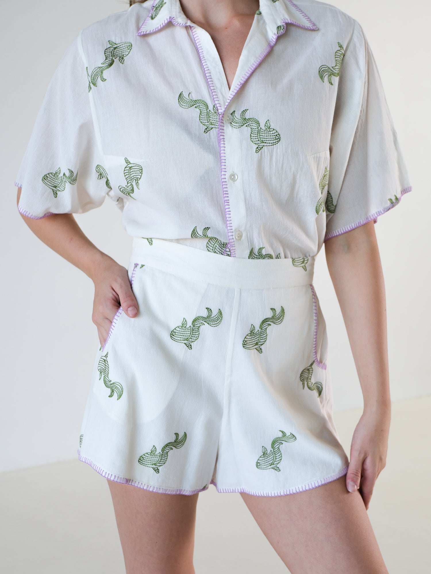 Embroidered Shirt and Shorts Set, Size 1 | AU 10