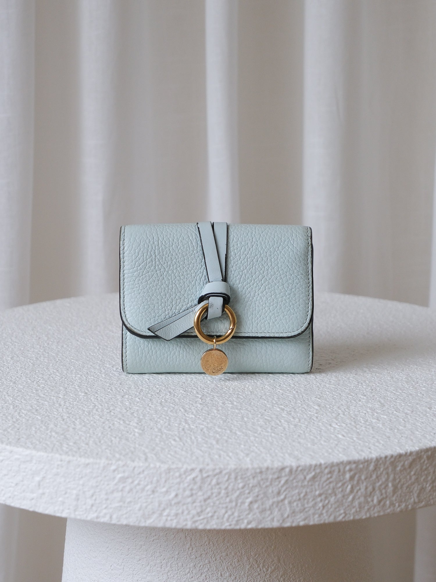'Alphabet' Grained Leather Tri-fold Wallet
