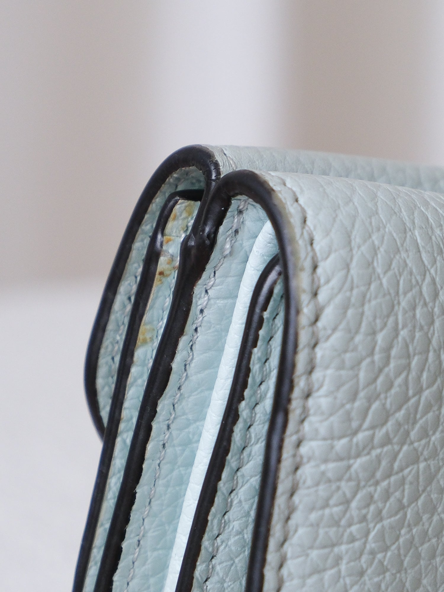 'Alphabet' Grained Leather Tri-fold Wallet
