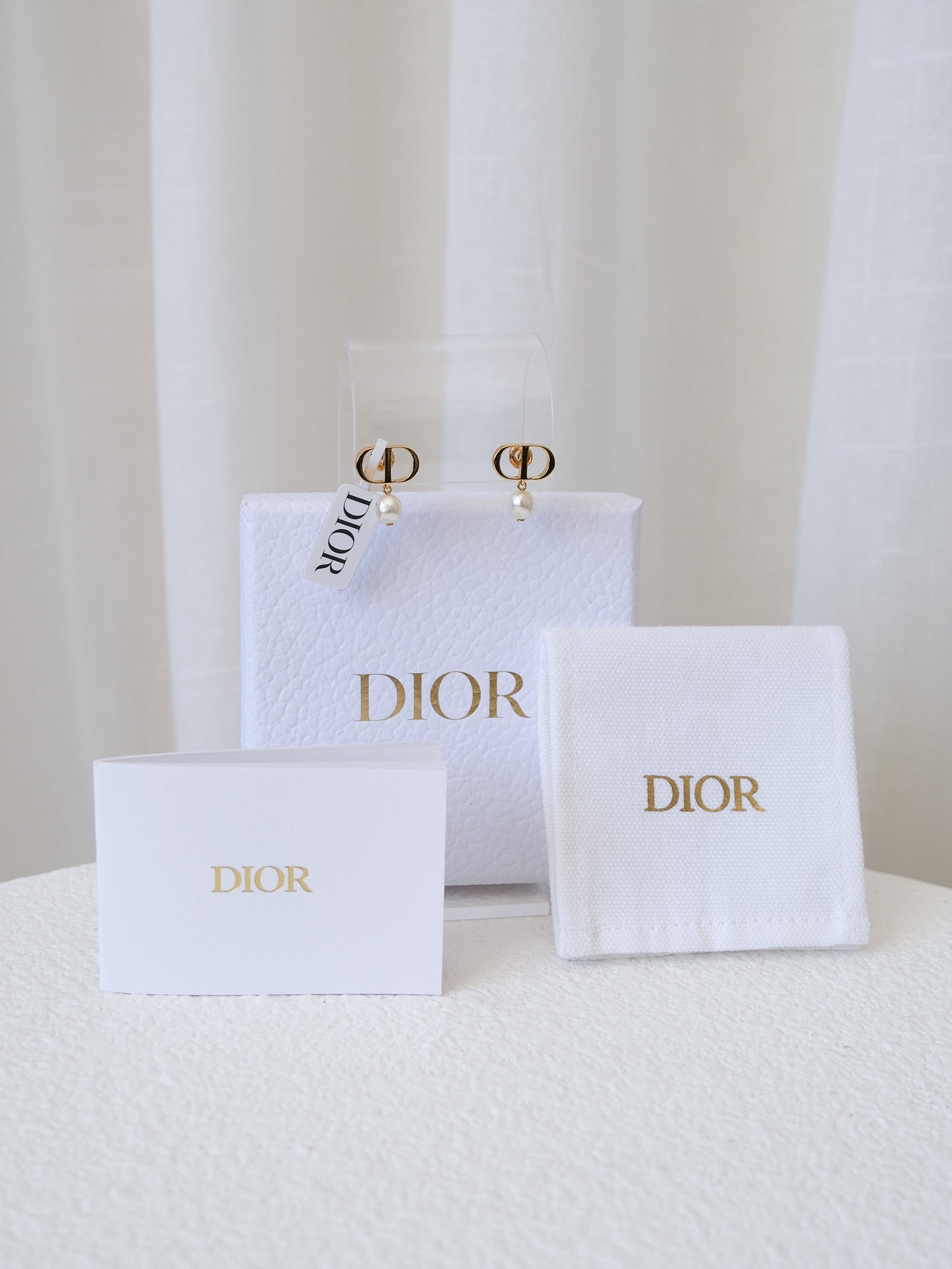 'Petit CD' Gold and Pearl Earrings