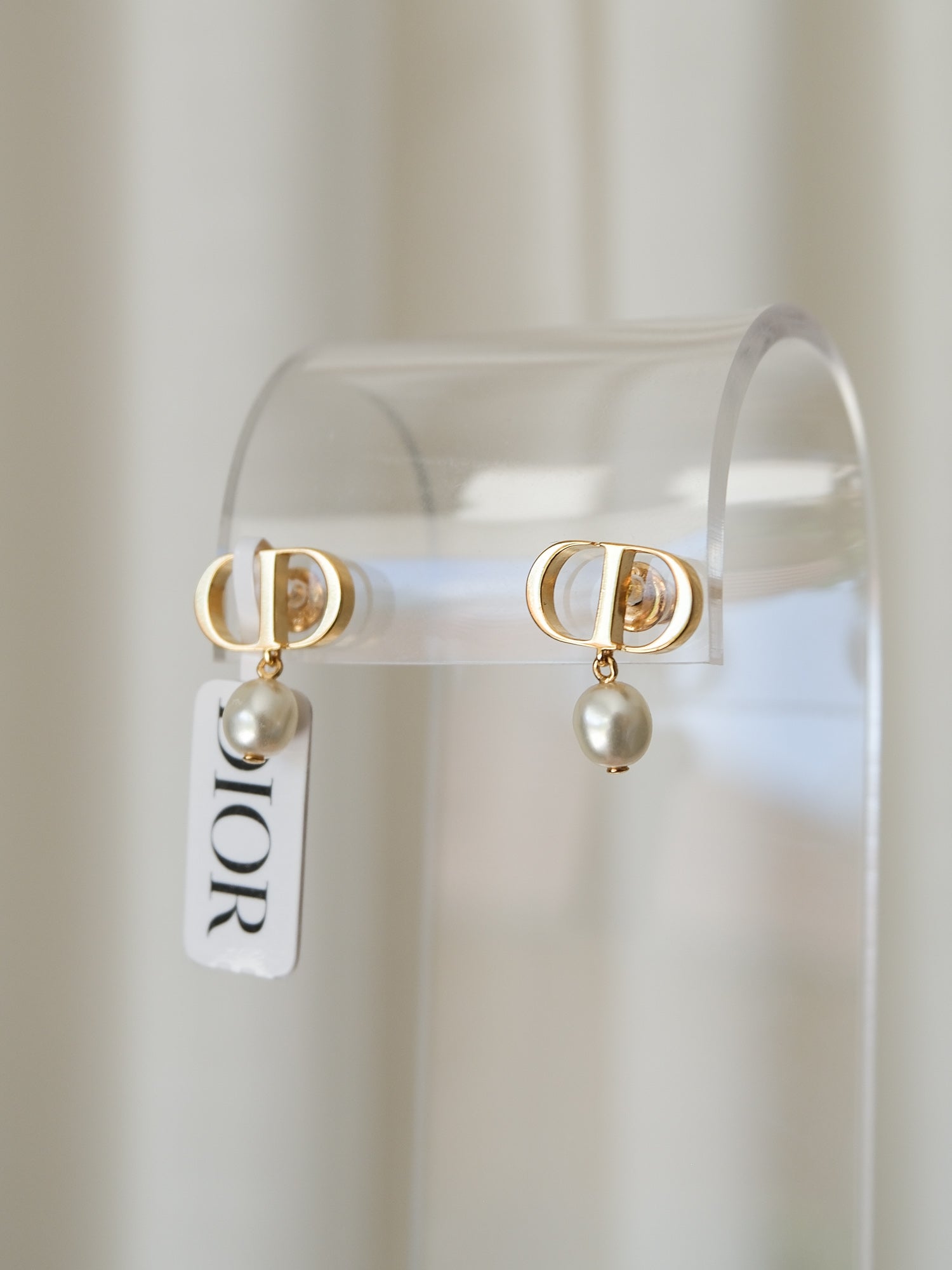 'Petit CD' Gold and Pearl Earrings