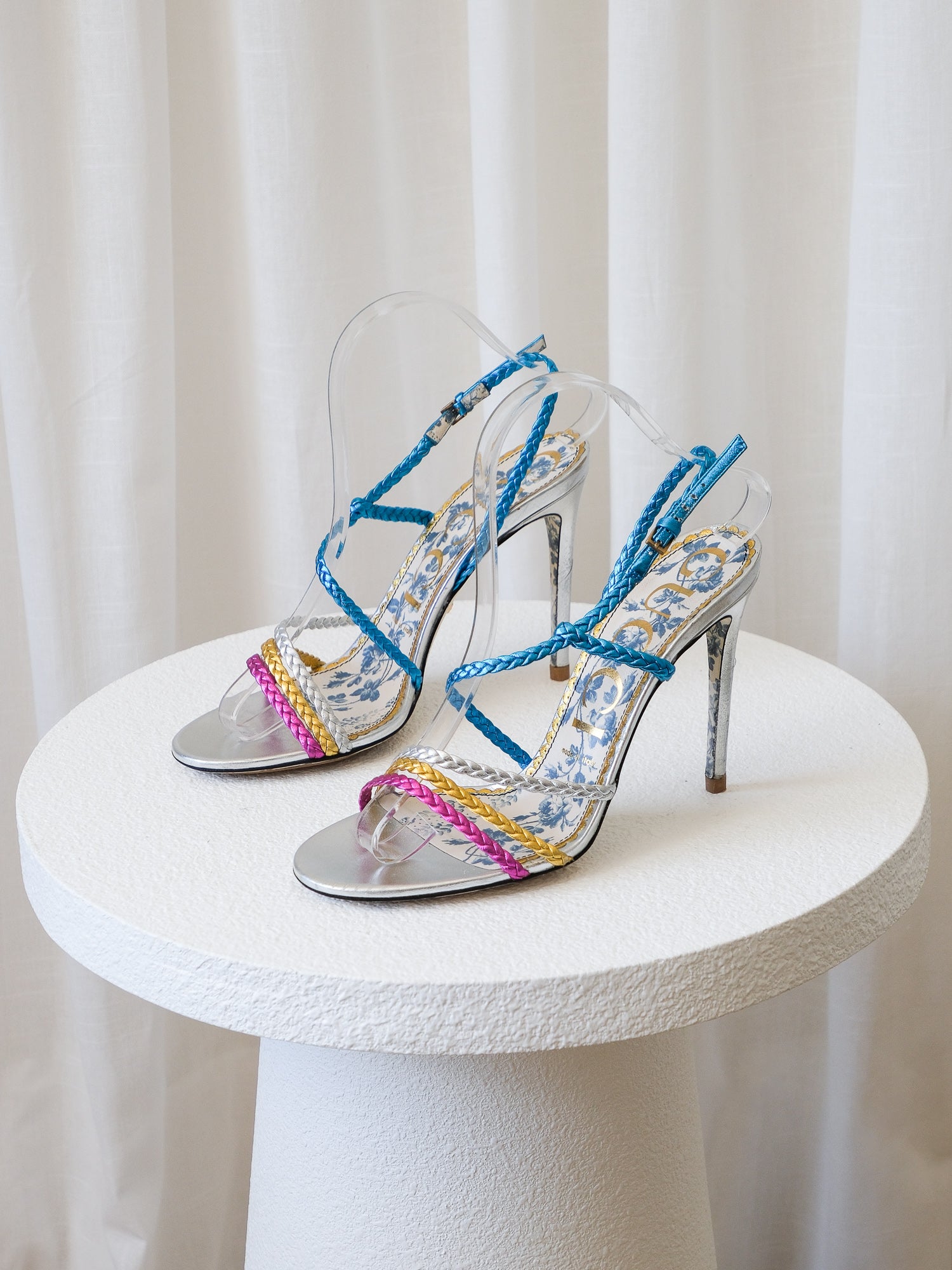 'Haines' Braided Leather Heels, Size 38.5