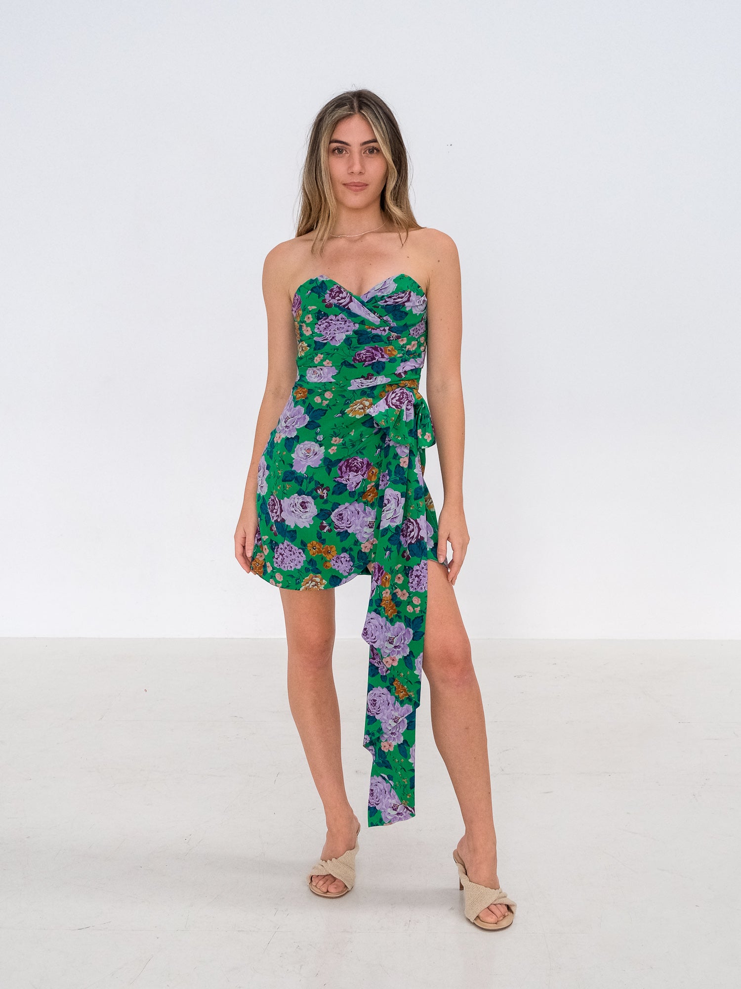 Strapless Bow-Detailed Mini Dress, Size AU 8