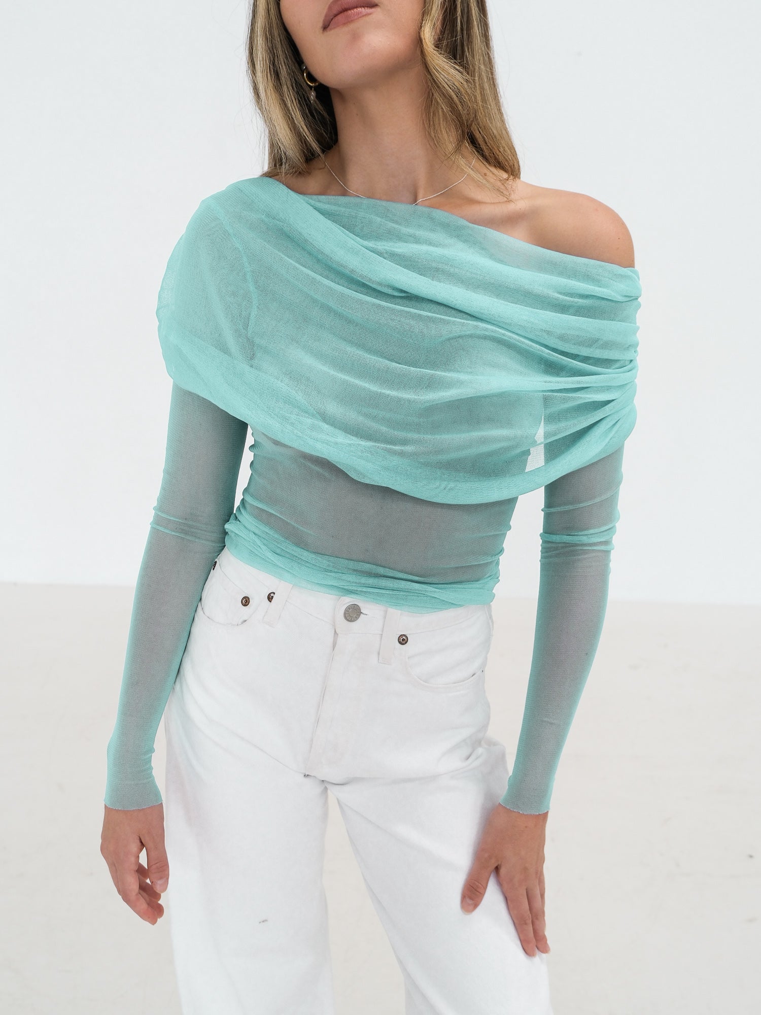 'Veiled' Long Sleeve Silk Knit Top, Size AU 8