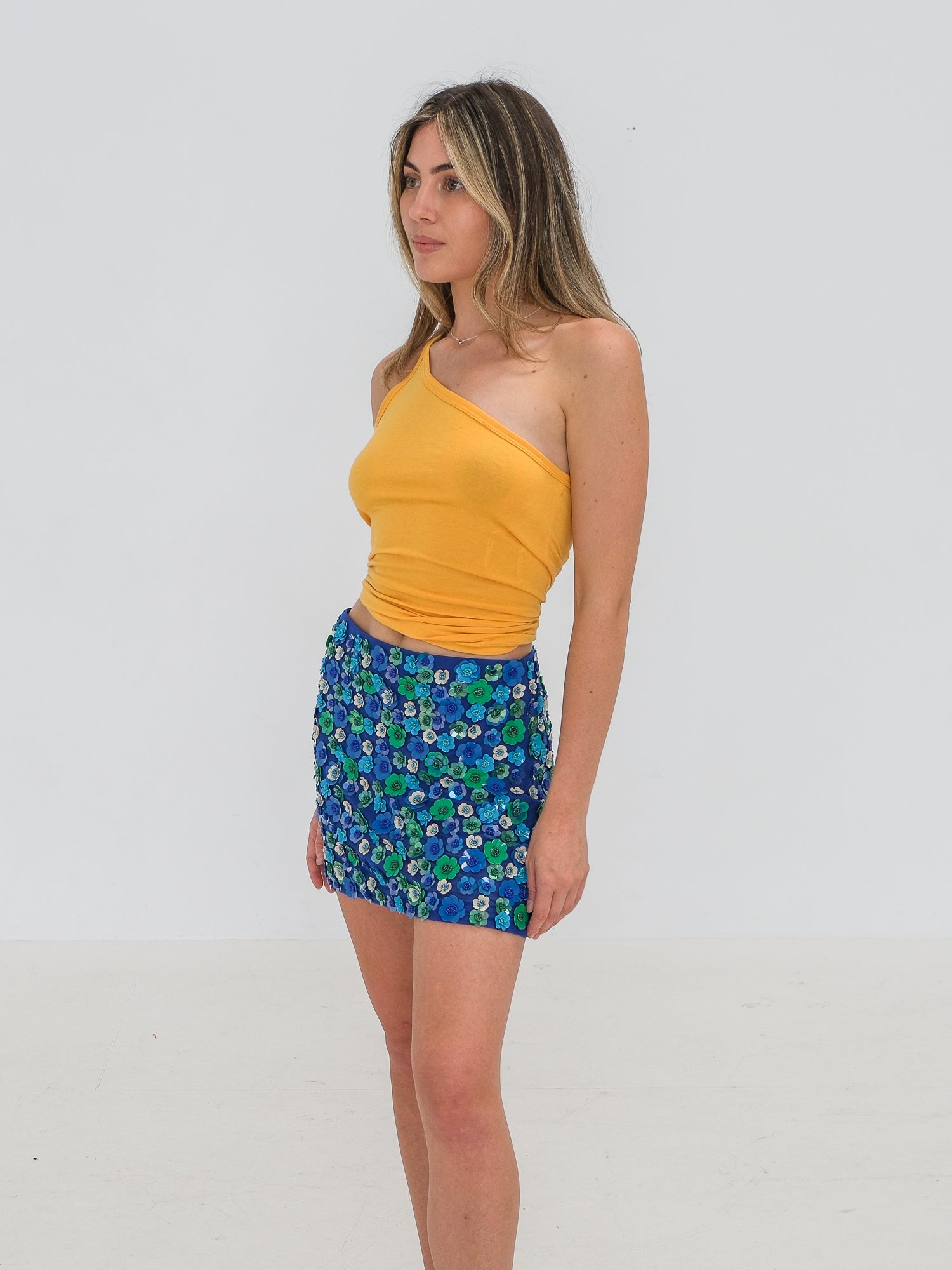 Floral Embellished Mini Skirt, Size M