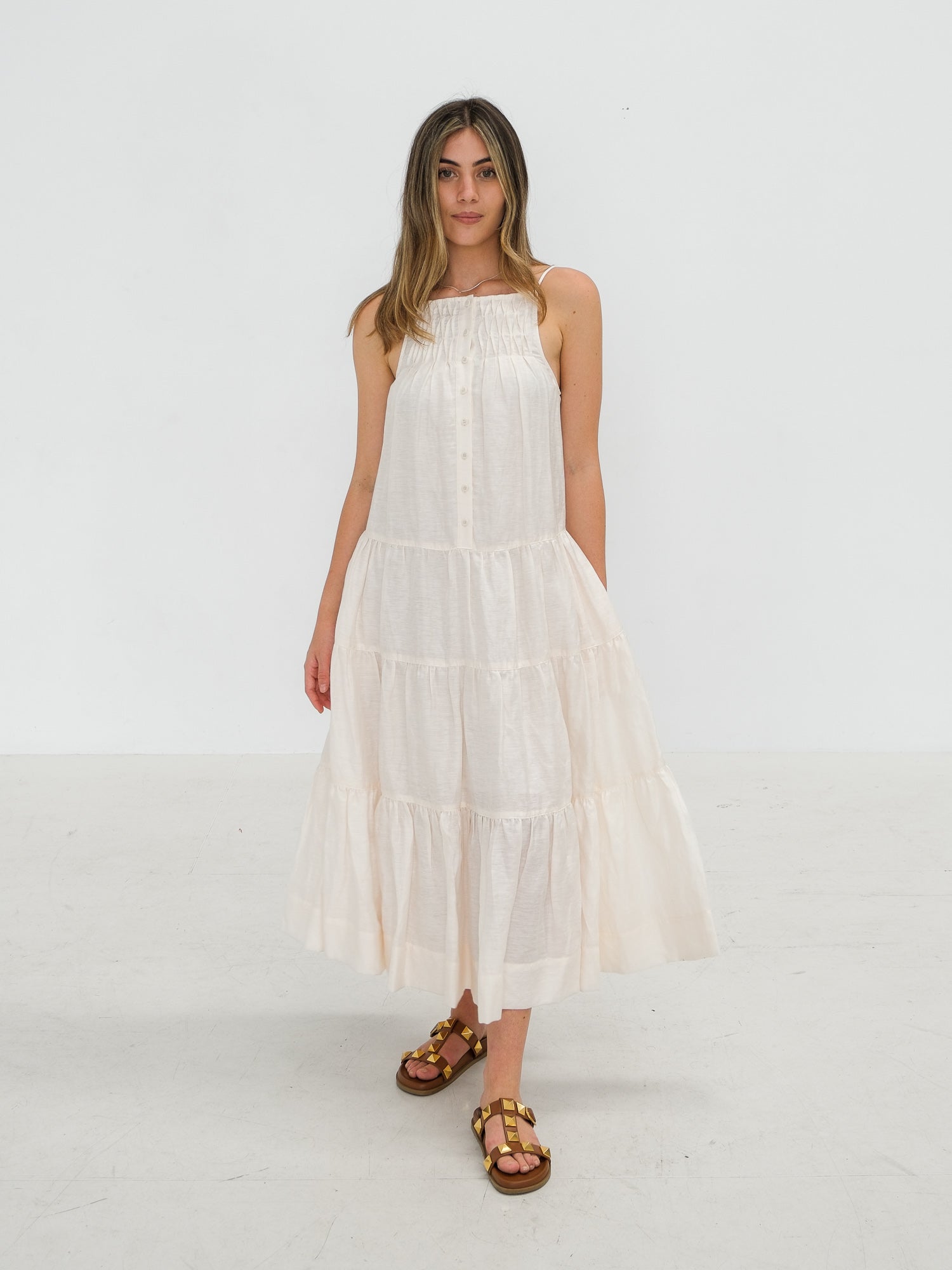 'Margaux' Tuxedo Sleeveless Midi Dress, Size AU 6