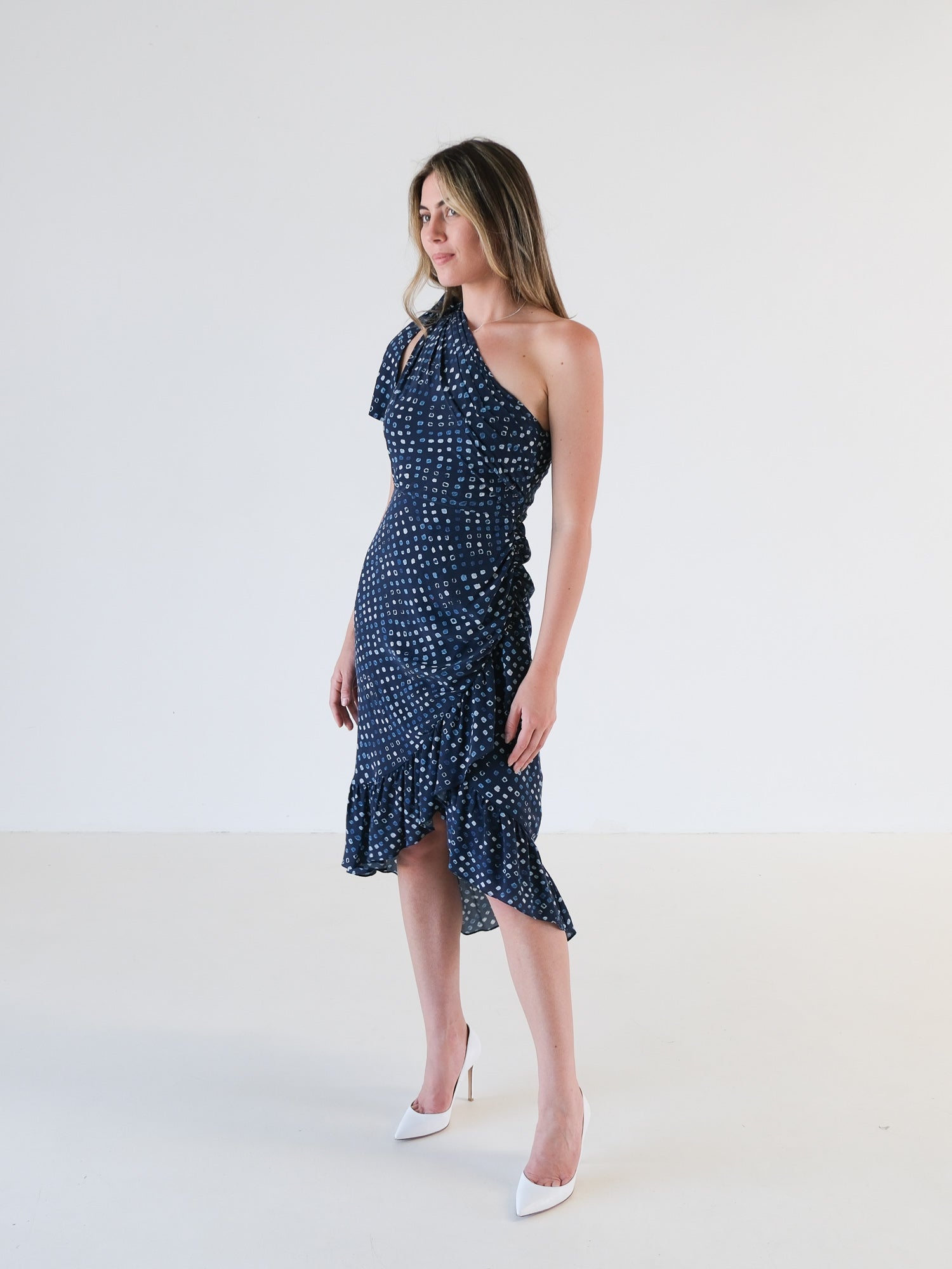 'Imogen' One Shoulder Midi Dress, Size AU 8