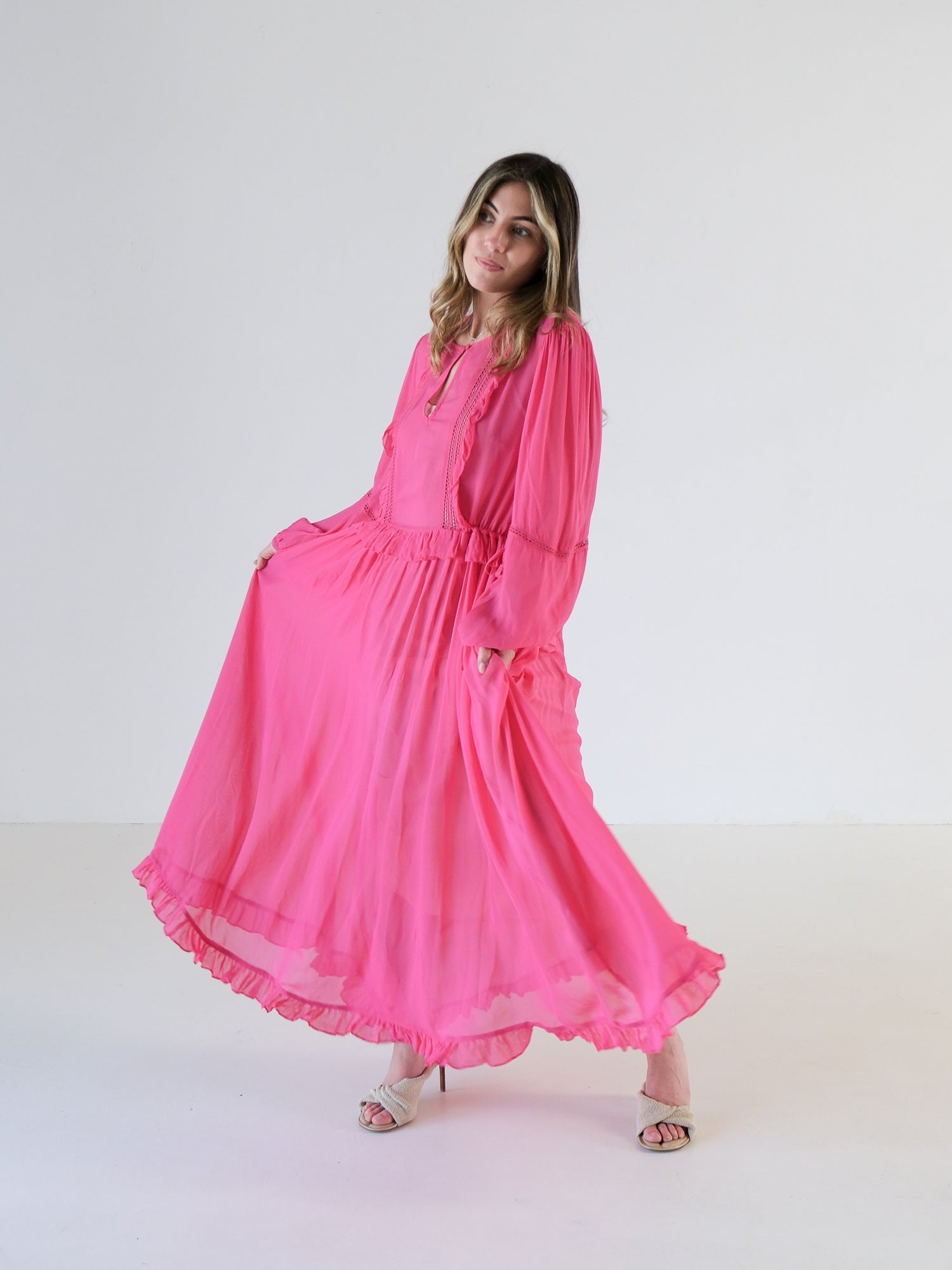 Ruffle Maxi Dress, Size IT 46 | AU 14