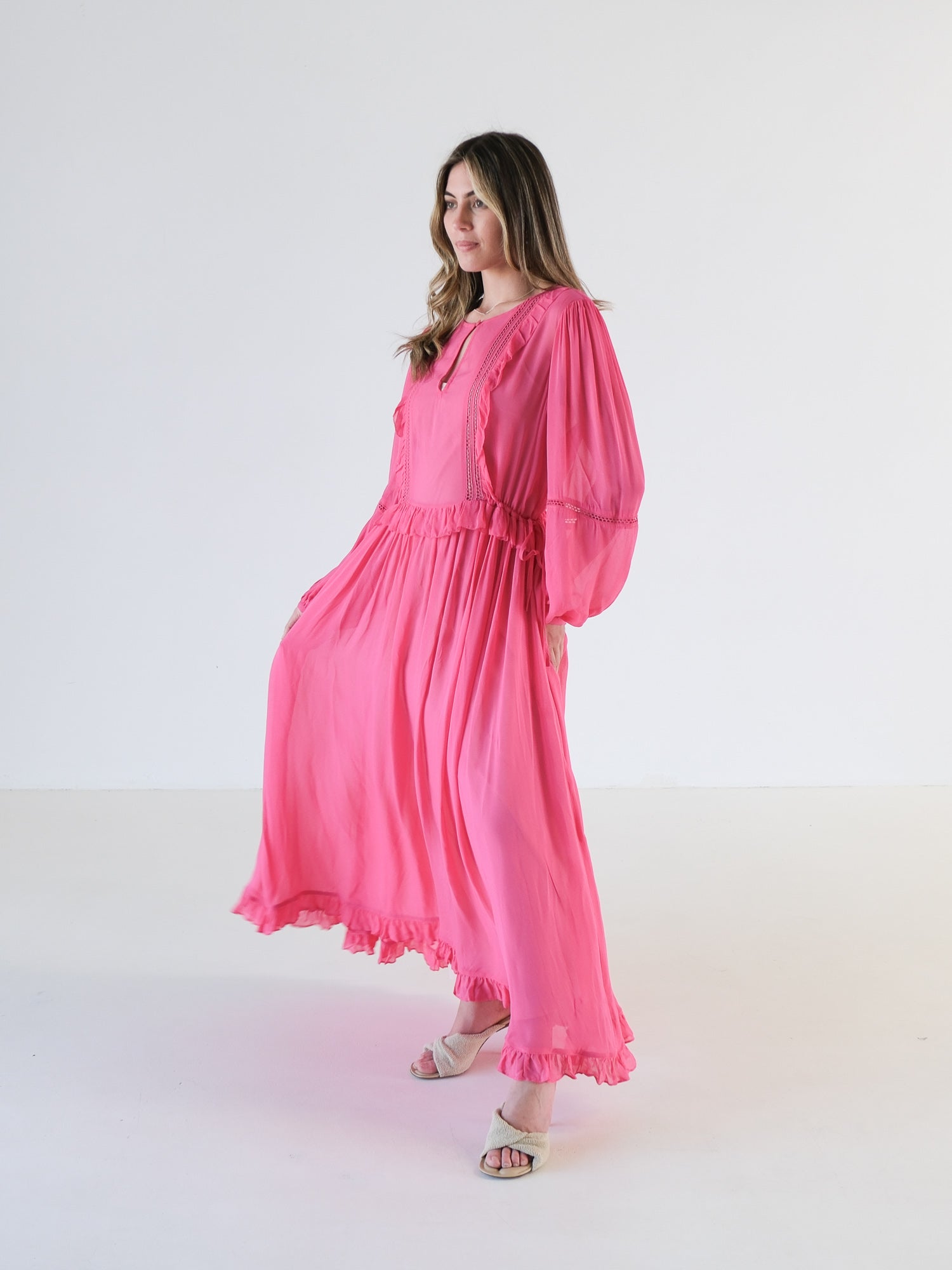 Ruffle Maxi Dress, Size IT 46 | AU 14