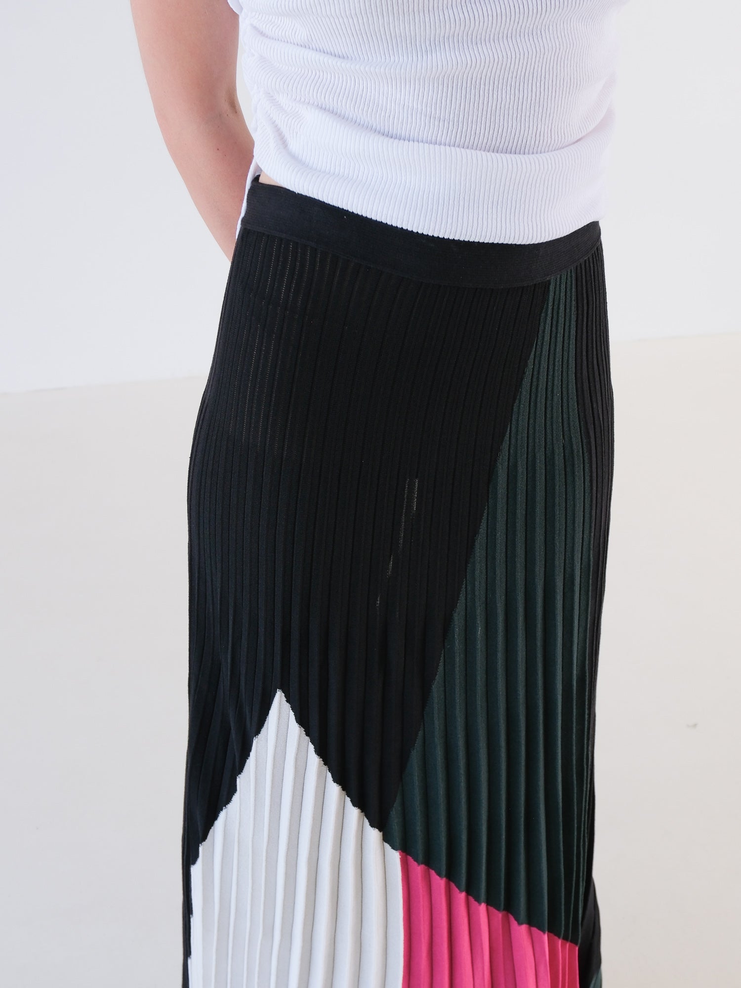 Pre-Fall 2017 Colourblock Knit Midi Skirt, Size M