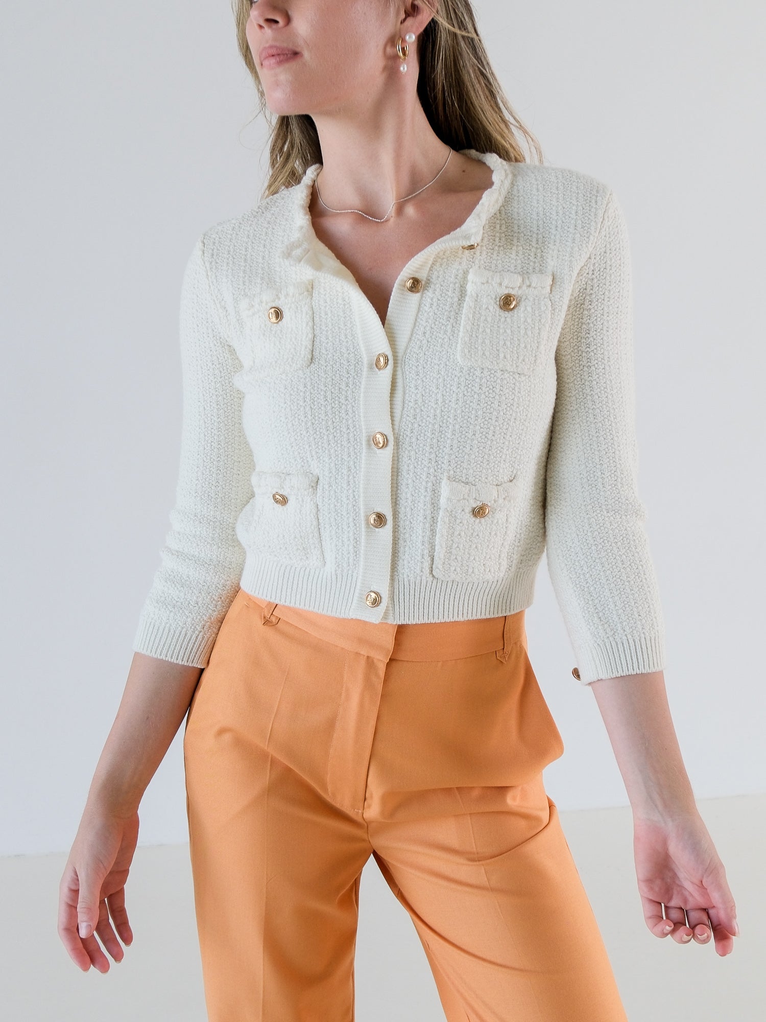 Multi-Pocket Knit Cardigan, Size IT 42 | AU 10