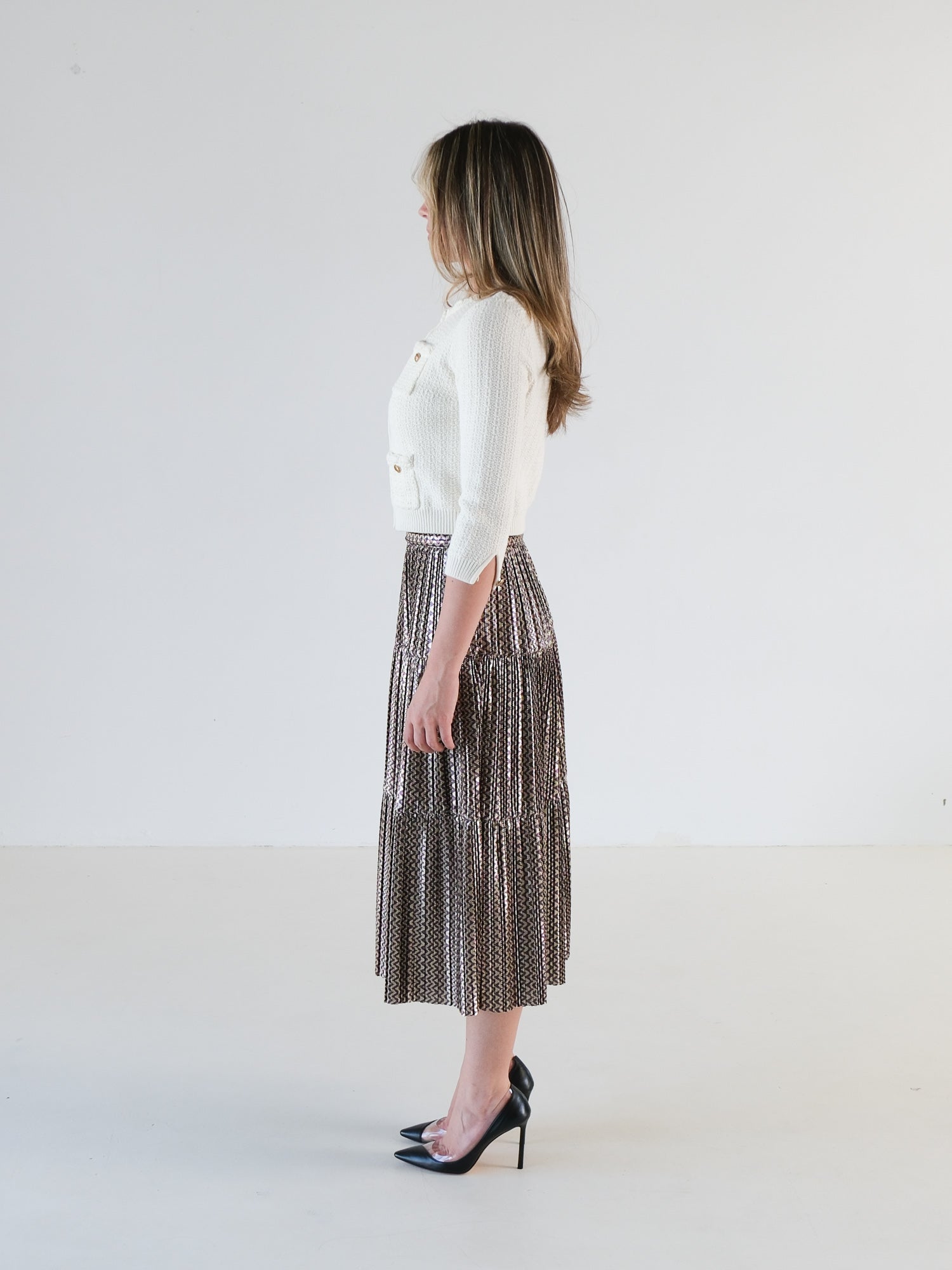 'Prisca' Pleated Midi Skirt, Size 1 | AU 8
