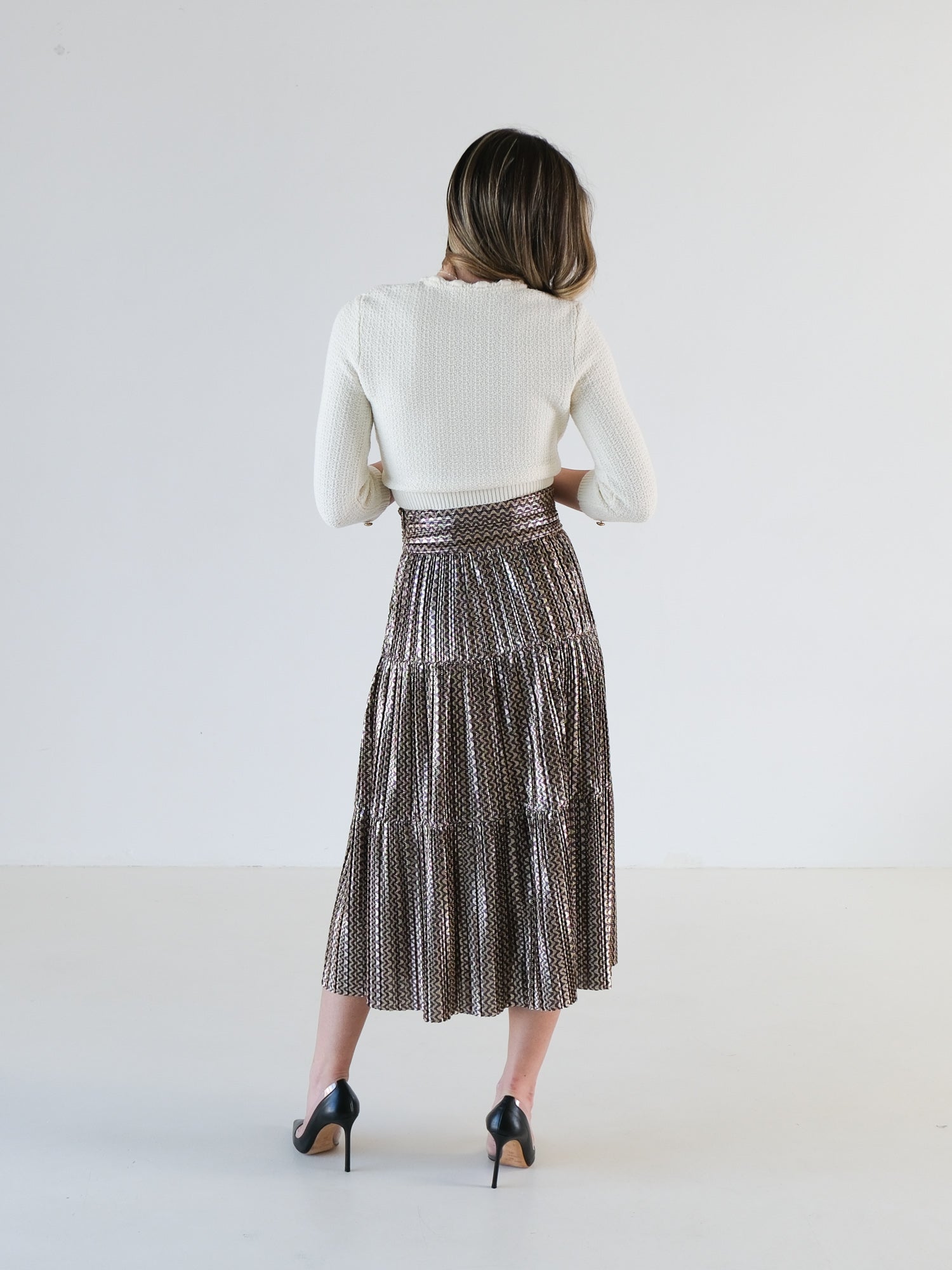 'Prisca' Pleated Midi Skirt, Size 1 | AU 8