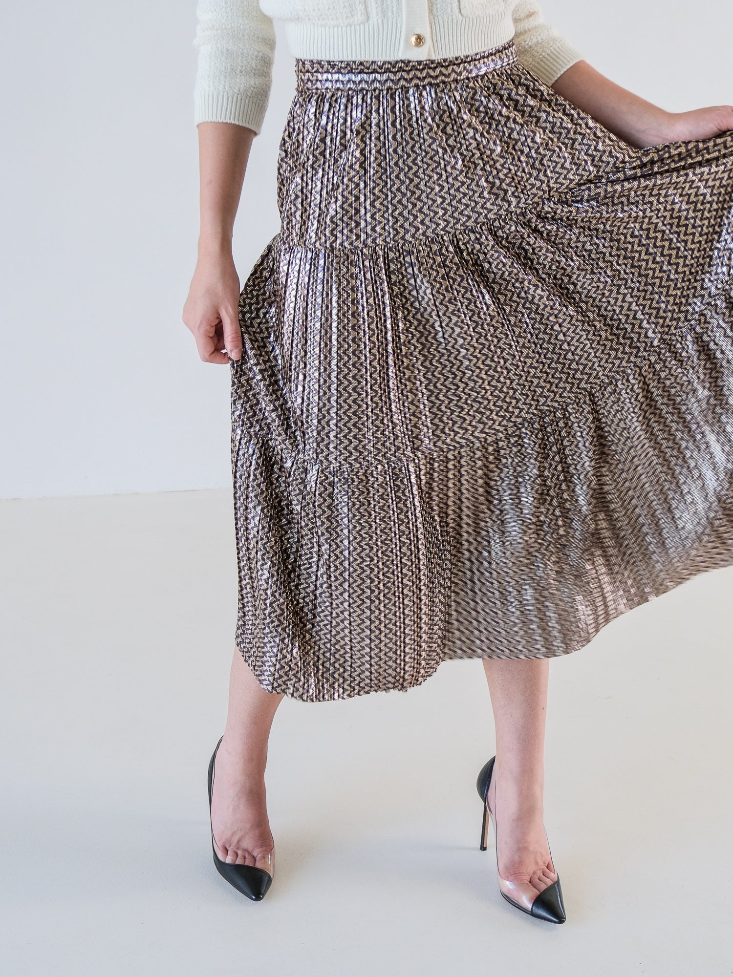 'Prisca' Pleated Midi Skirt, Size 1 | AU 8