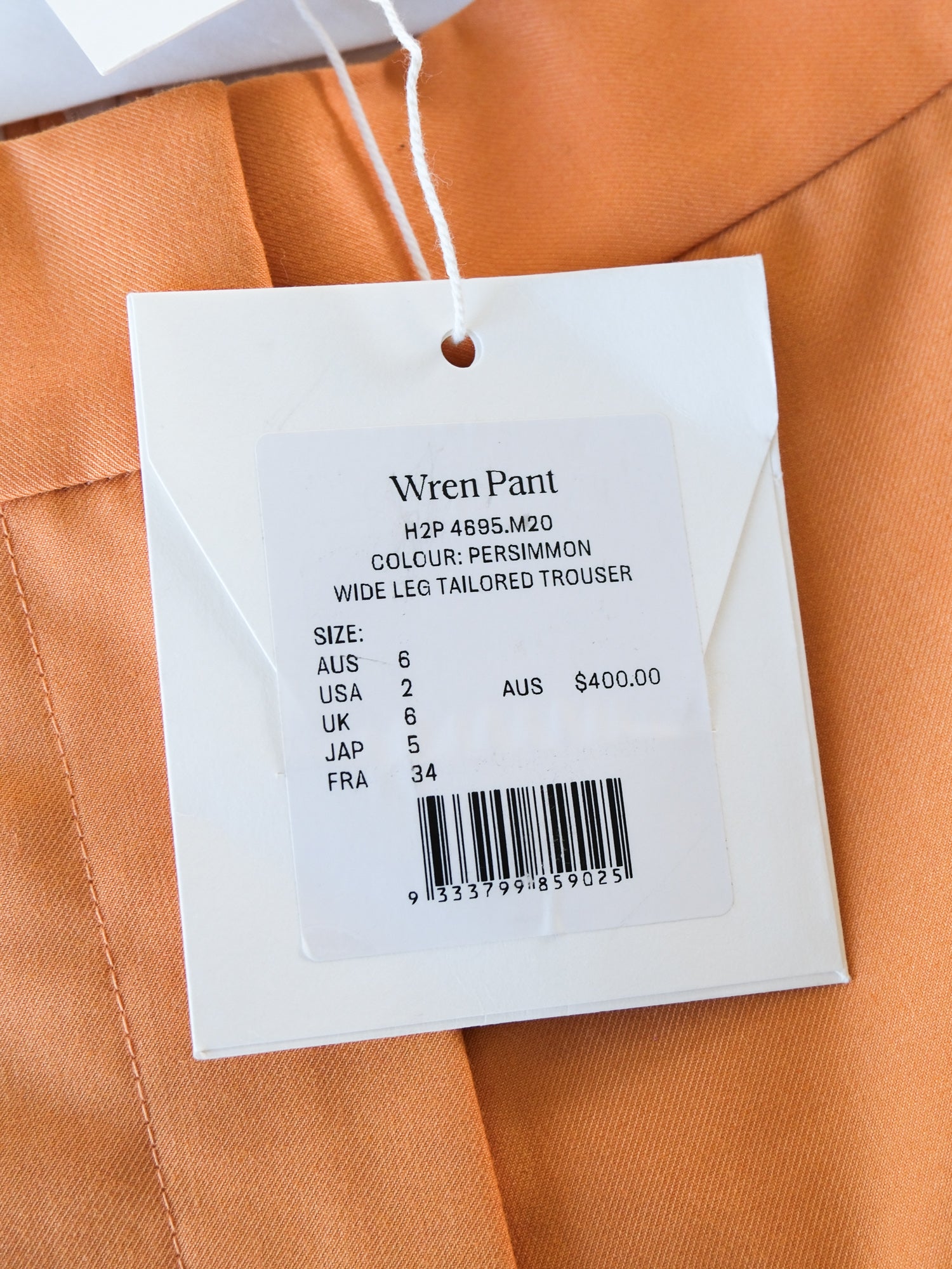 'Wren' Wide Leg Tailored Pants, Size AU 6