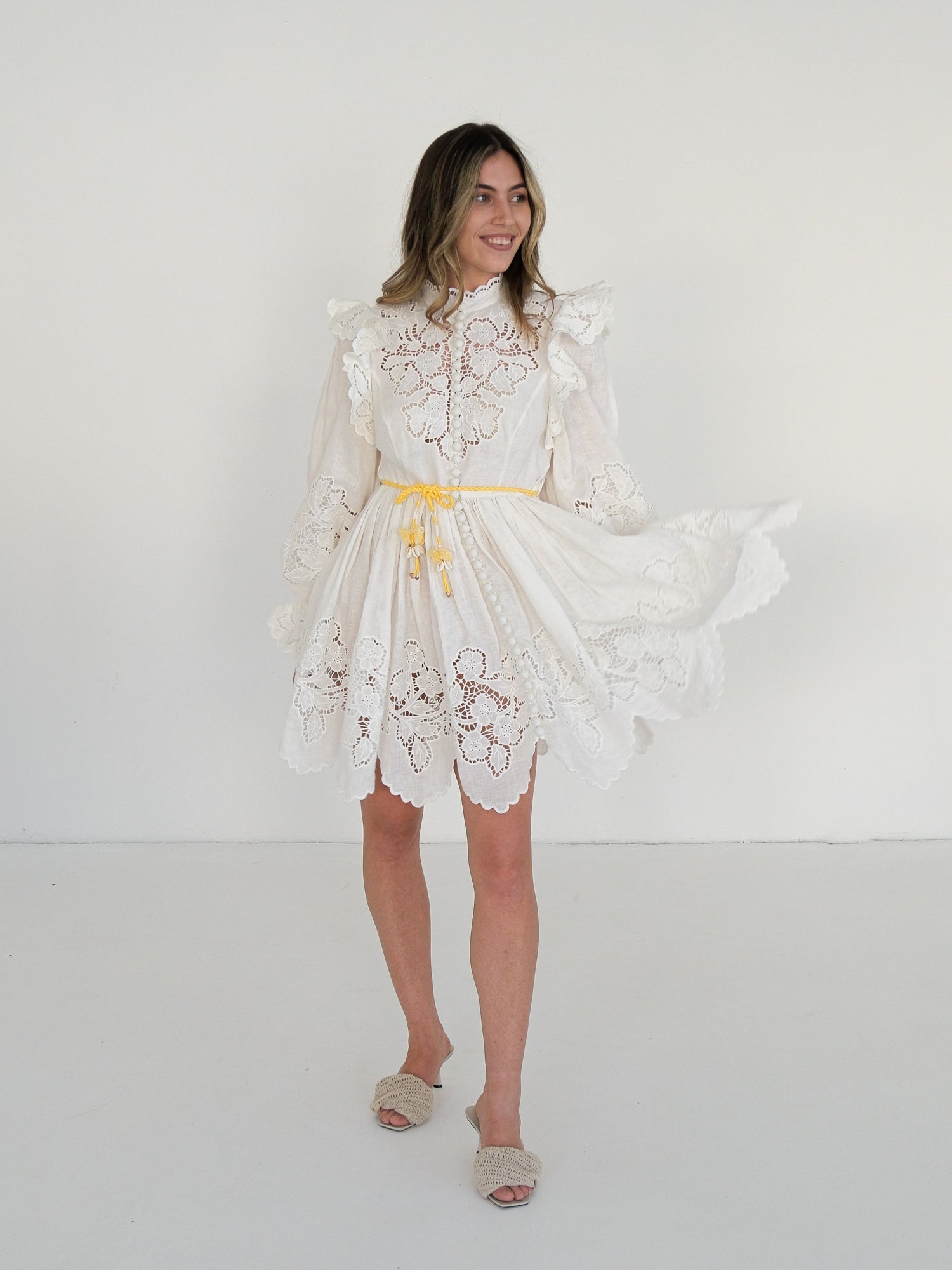 'Carnaby' Broderie Anglaise Mini Dress, Size 3 | AU 14