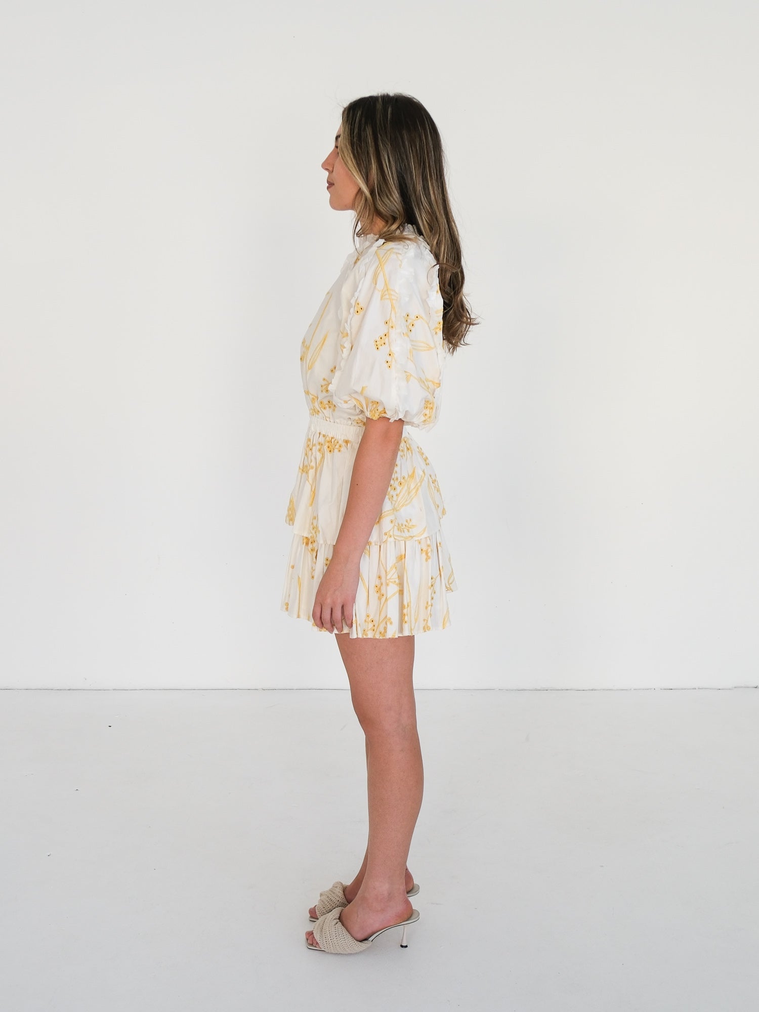 'Mimosa' Broderie Frill Mini Dress, Size AU 8