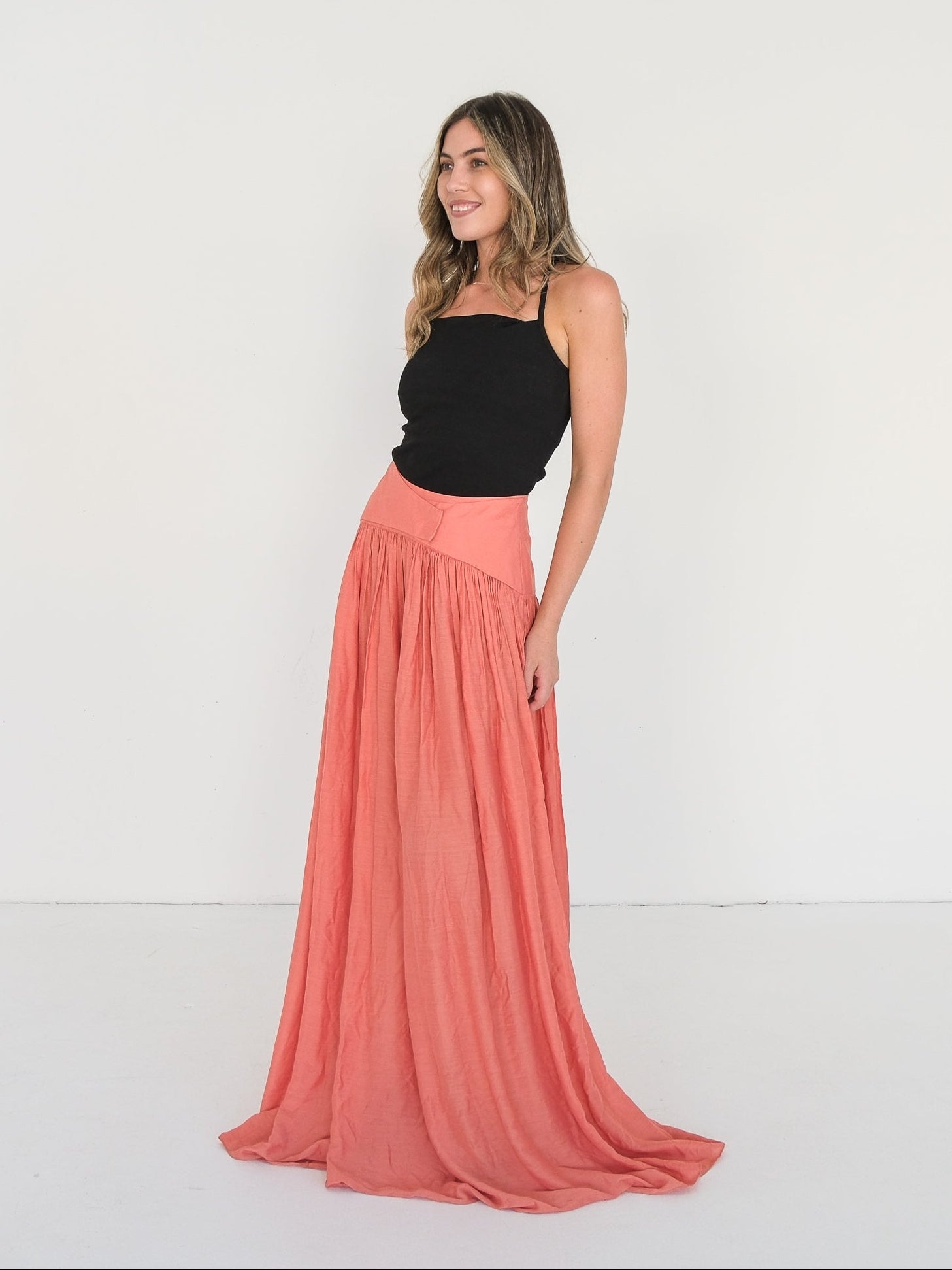 'Ripple' Japanese Silk Maxi Skirt, Size S