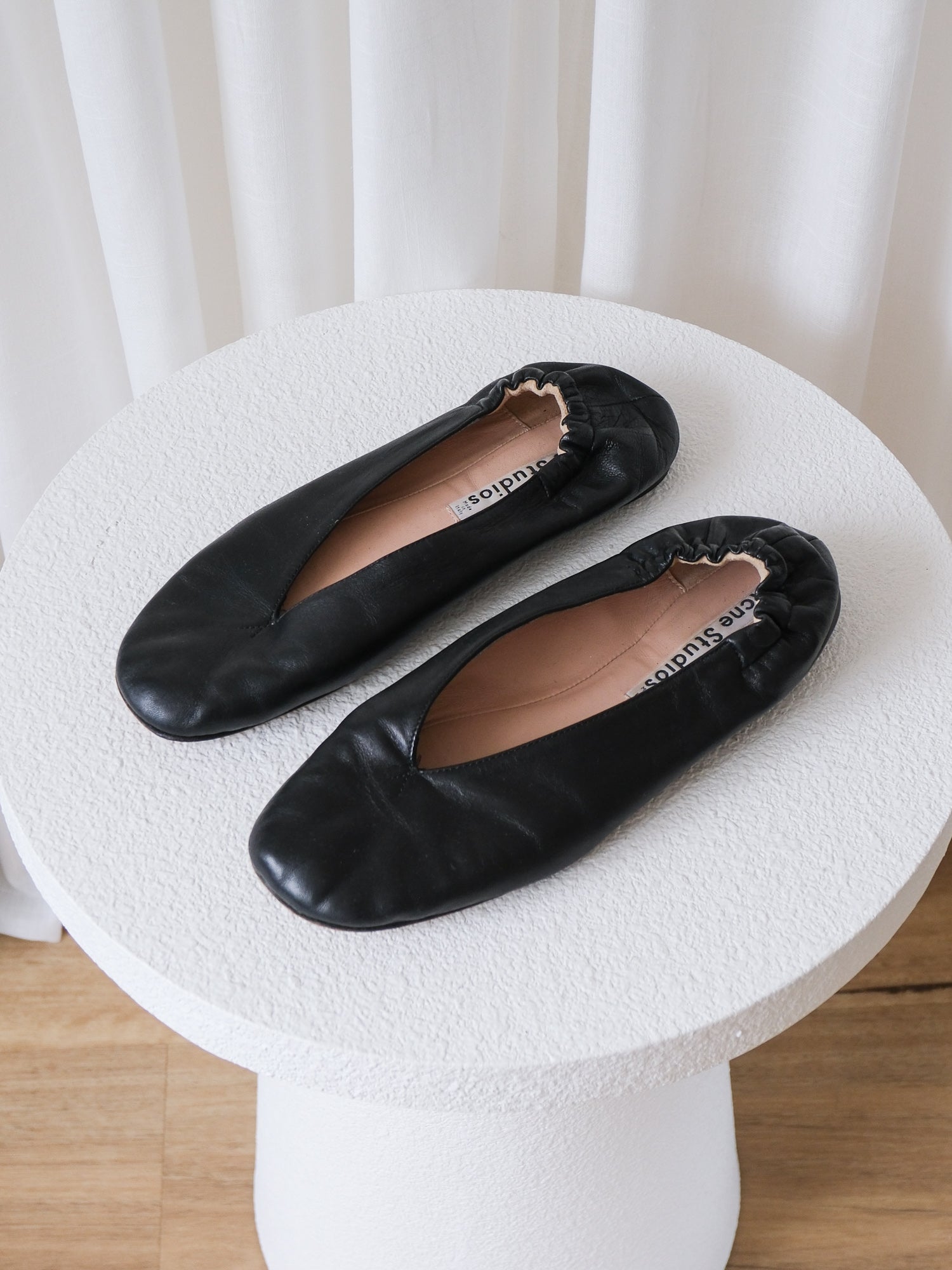 Black Acne Studios 'Oddry' Leather Ballet Flats, Size 39