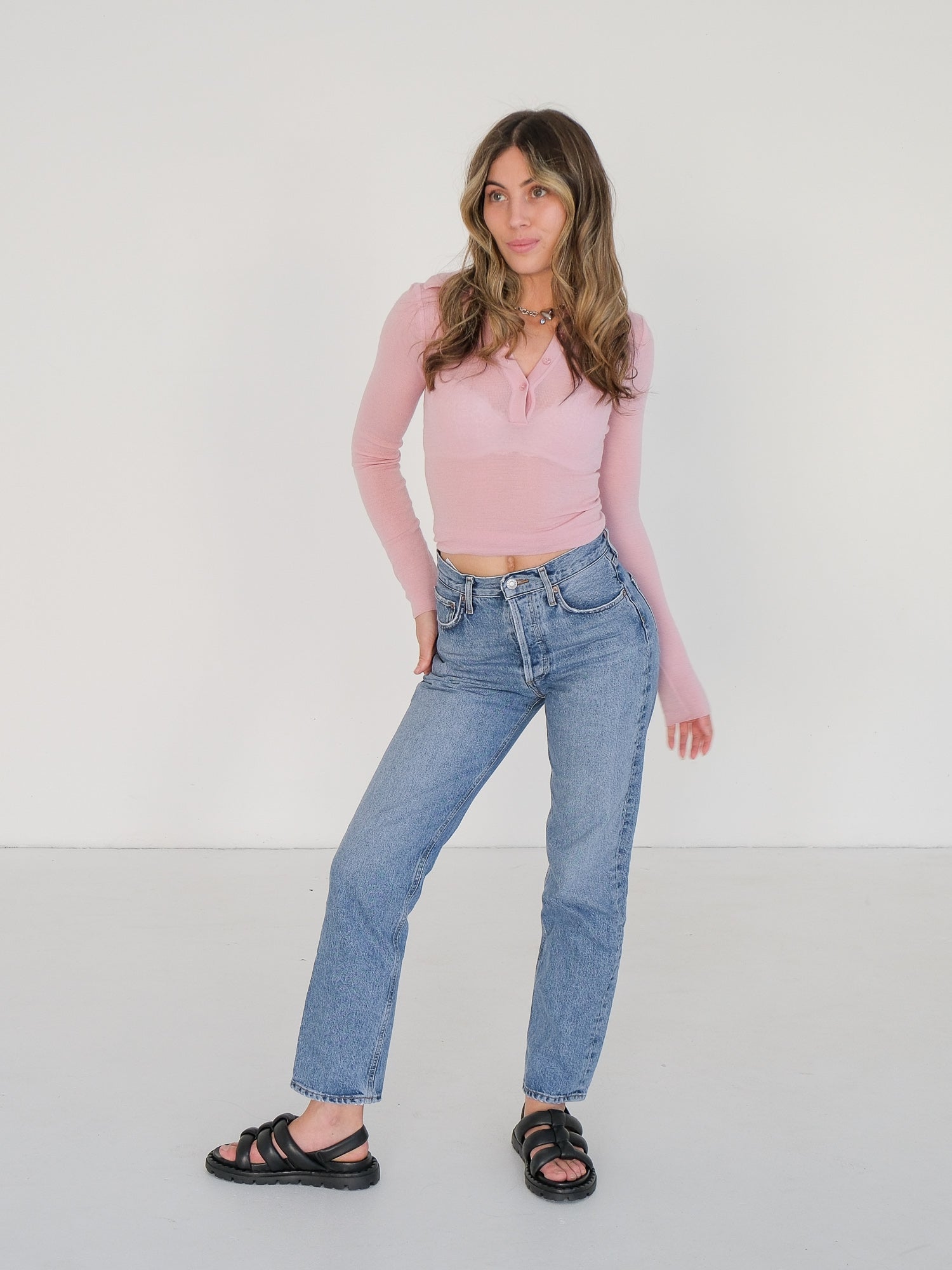 '90's Pinch Waist' High Rise Straight Jeans, Size 24 | AU 6