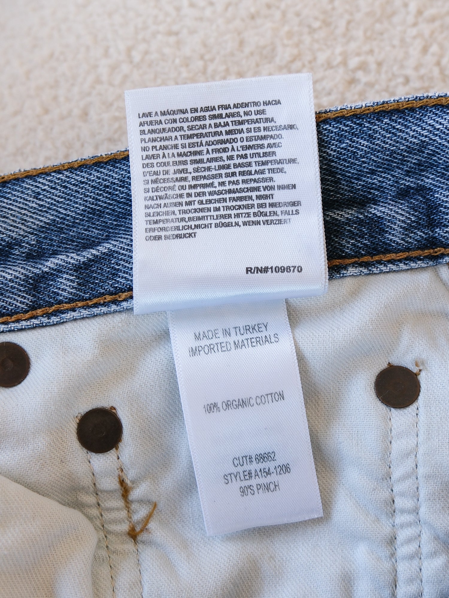 '90's Pinch Waist' High Rise Straight Jeans, Size 24 | AU 6