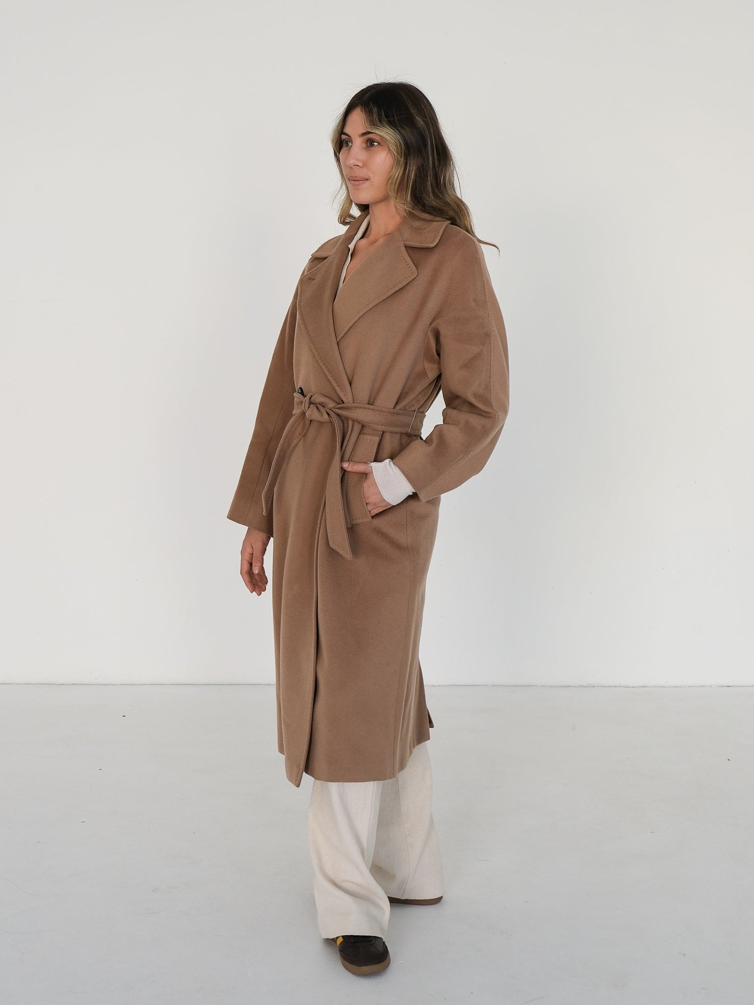 'Resina' Brushed Virgin Wool Coat, Size AU 10