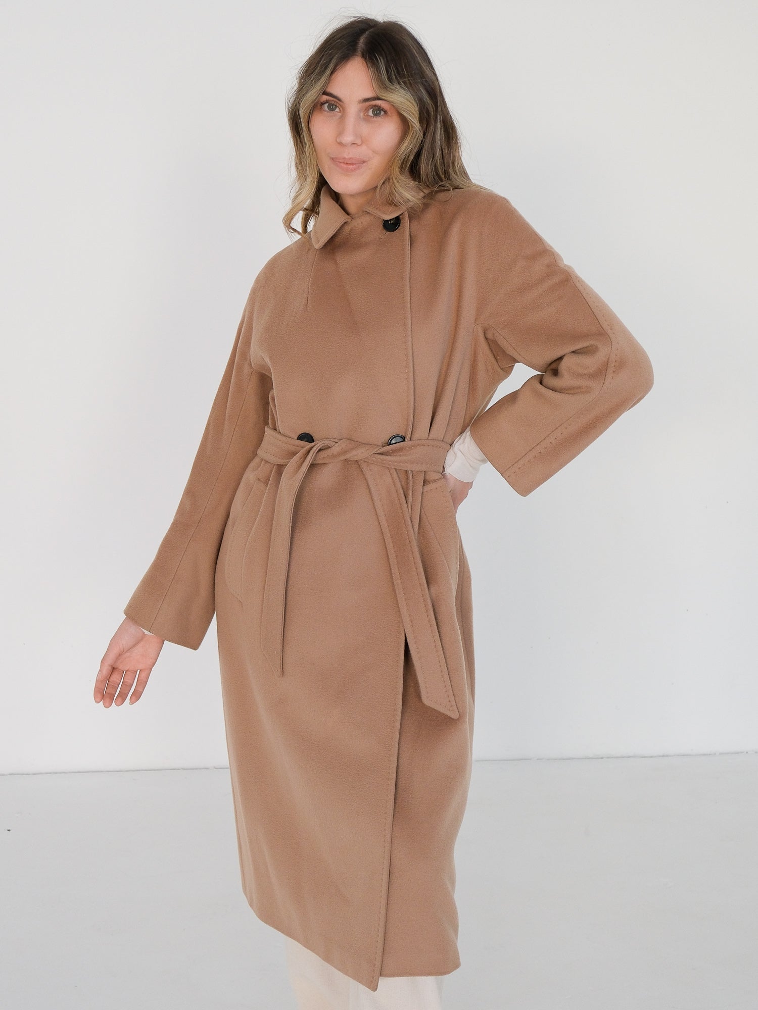 'Resina' Brushed Virgin Wool Coat, Size AU 10