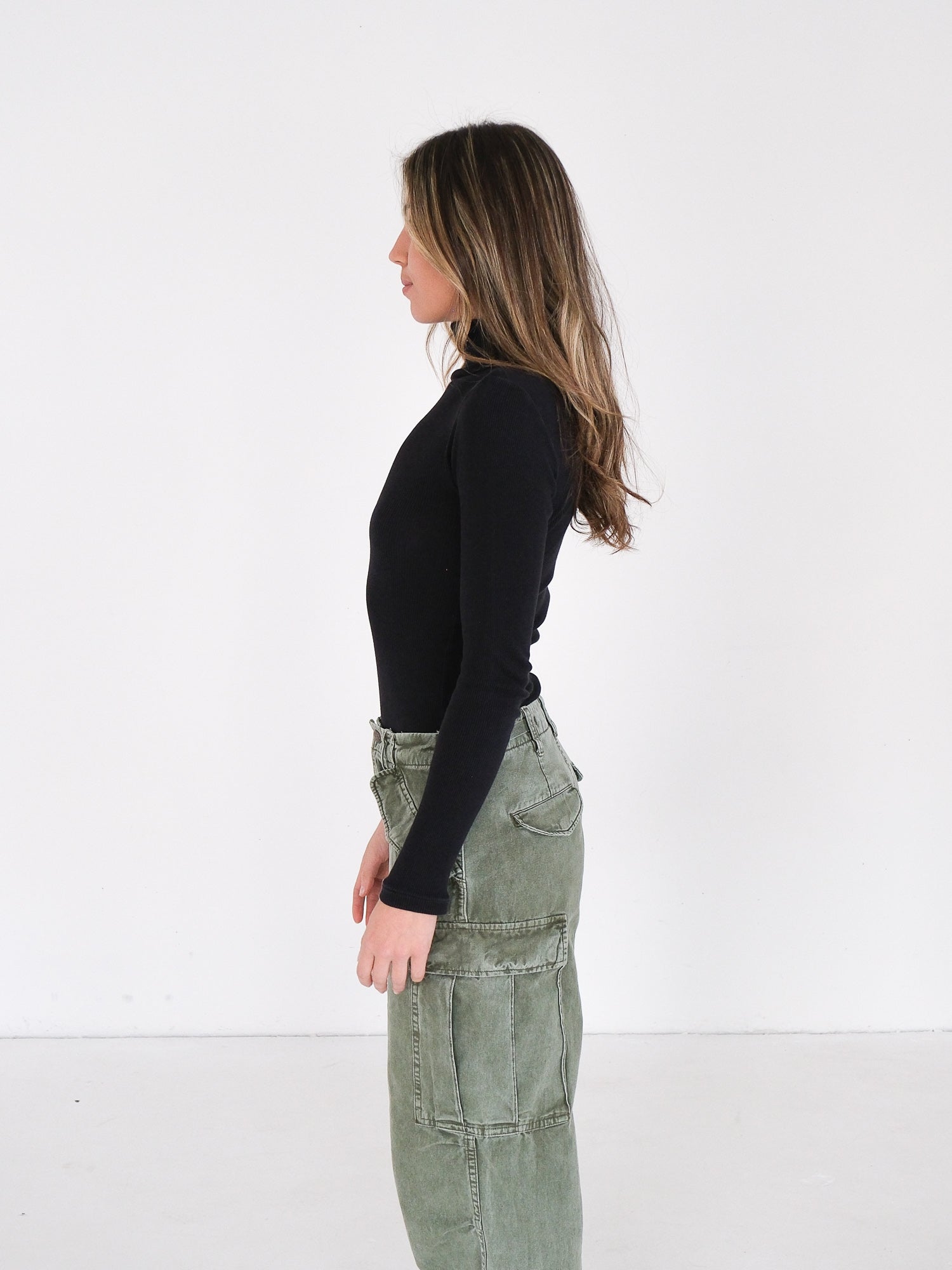 Rib Turtleneck Bodysuit, Size S