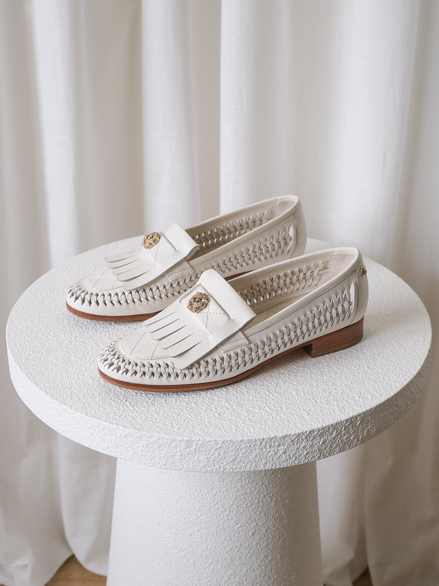 'Leo Lion' Cruise 2018 Woven Leather Loafers, Size 37C