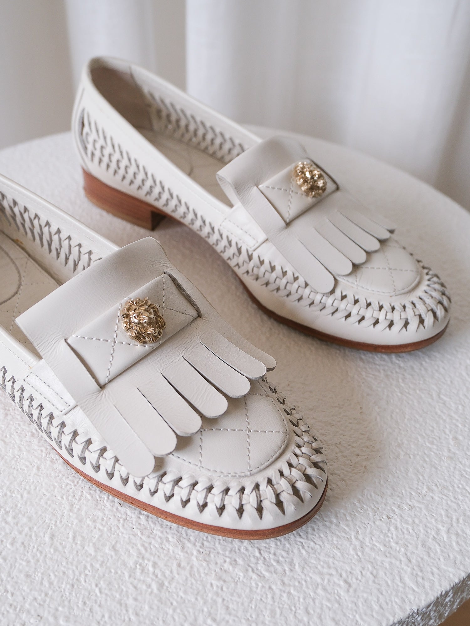'Leo Lion' Cruise 2018 Woven Leather Loafers, Size 37C