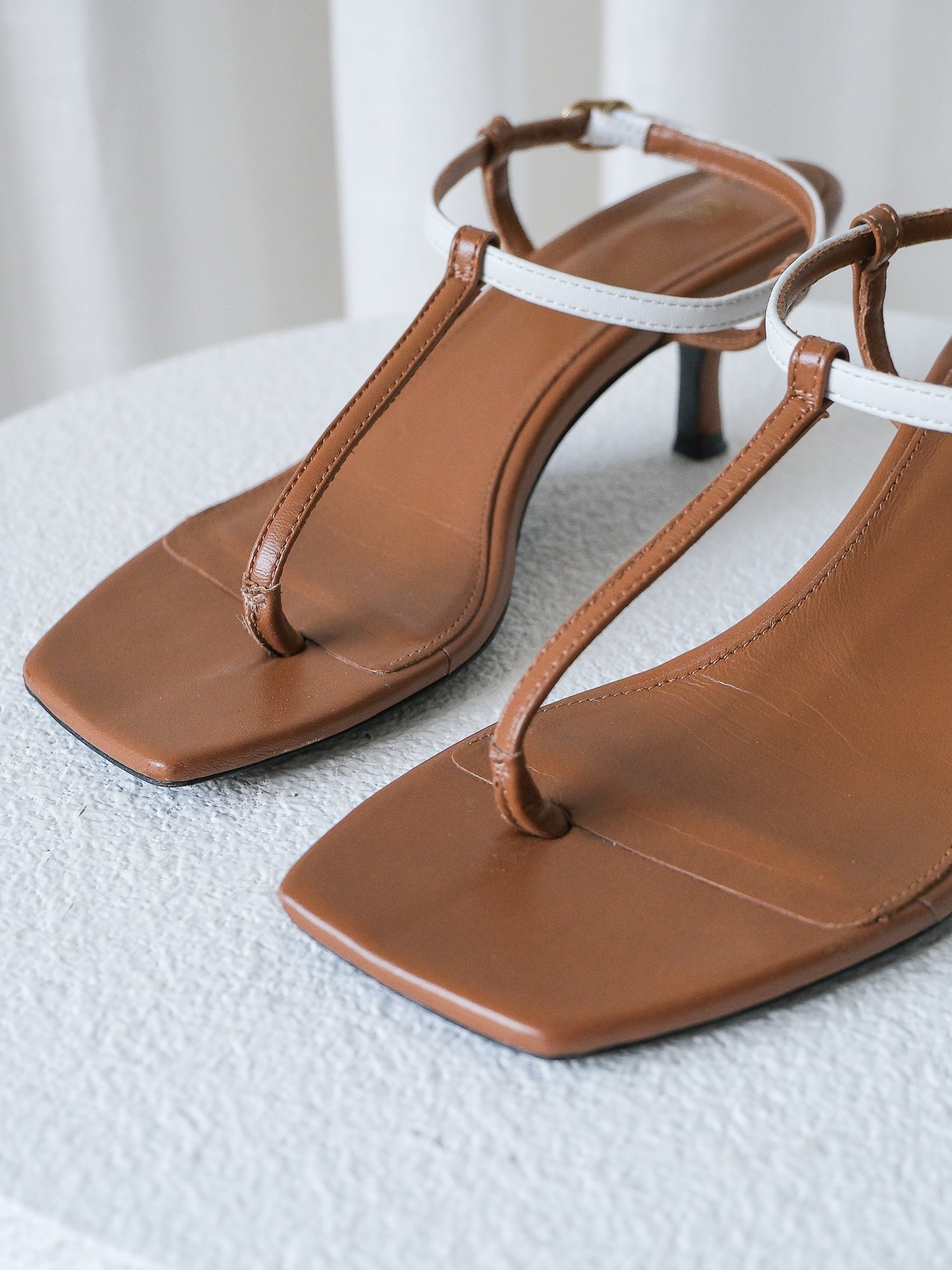 'The Bicolor' Leather Slingback Sandals, Size 36